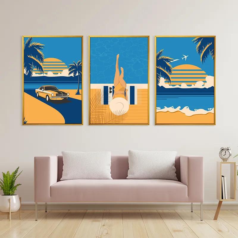 Картина на многоплатна основа Summer Retro Set mockup 3