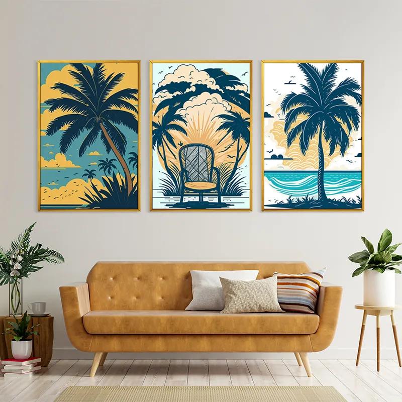 Картина на многоплатна основа Palm Tree Set mockup 4