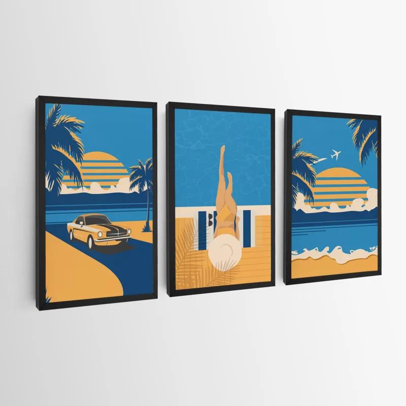 Картина на многоплатна основа Summer Retro Set mockup 0