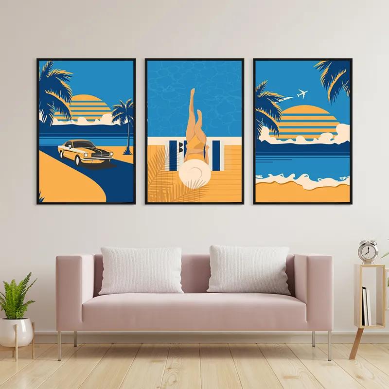 Картина на многоплатна основа Summer Retro Set mockup 3