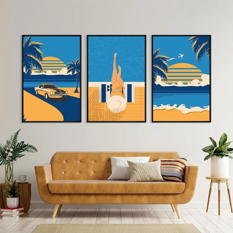 Картина на многоплатна основа Summer Retro Set mockup 4