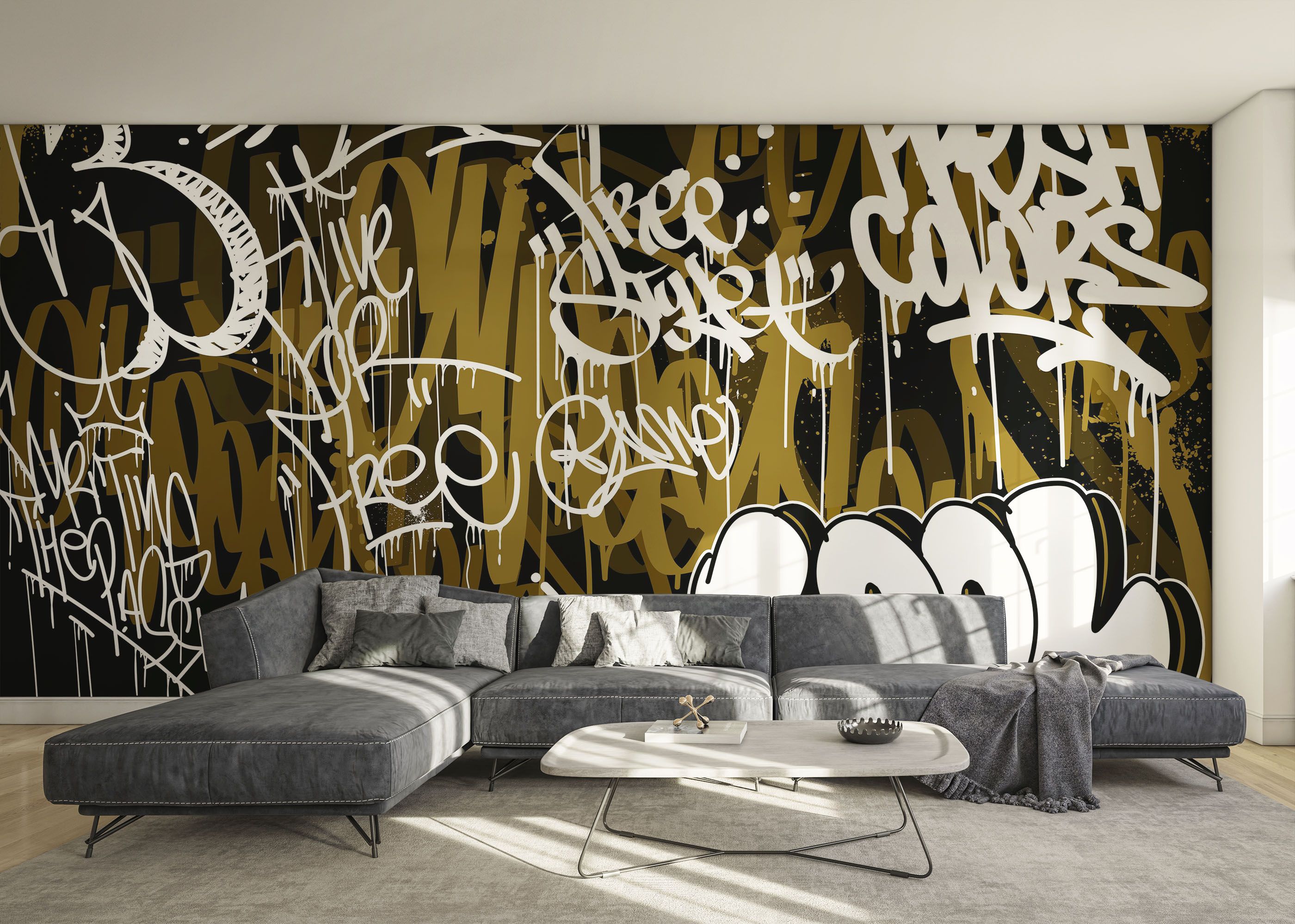 Brown White Graffiti mockup 0