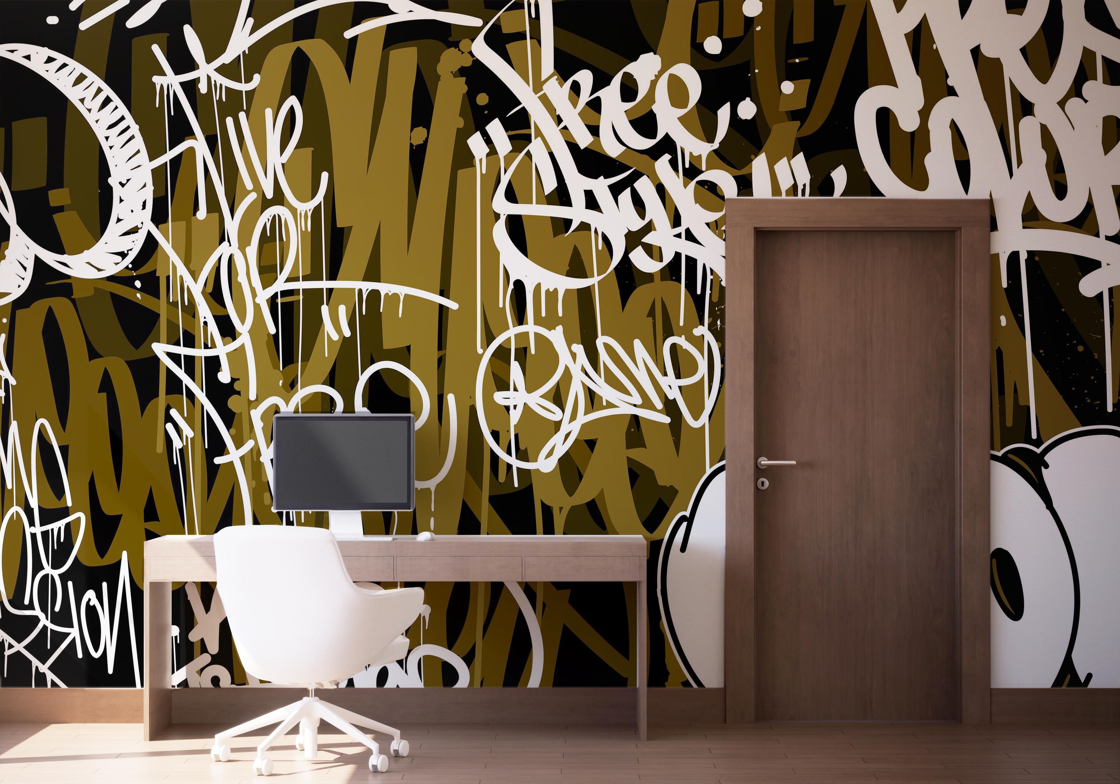 Brown White Graffiti mockup 1