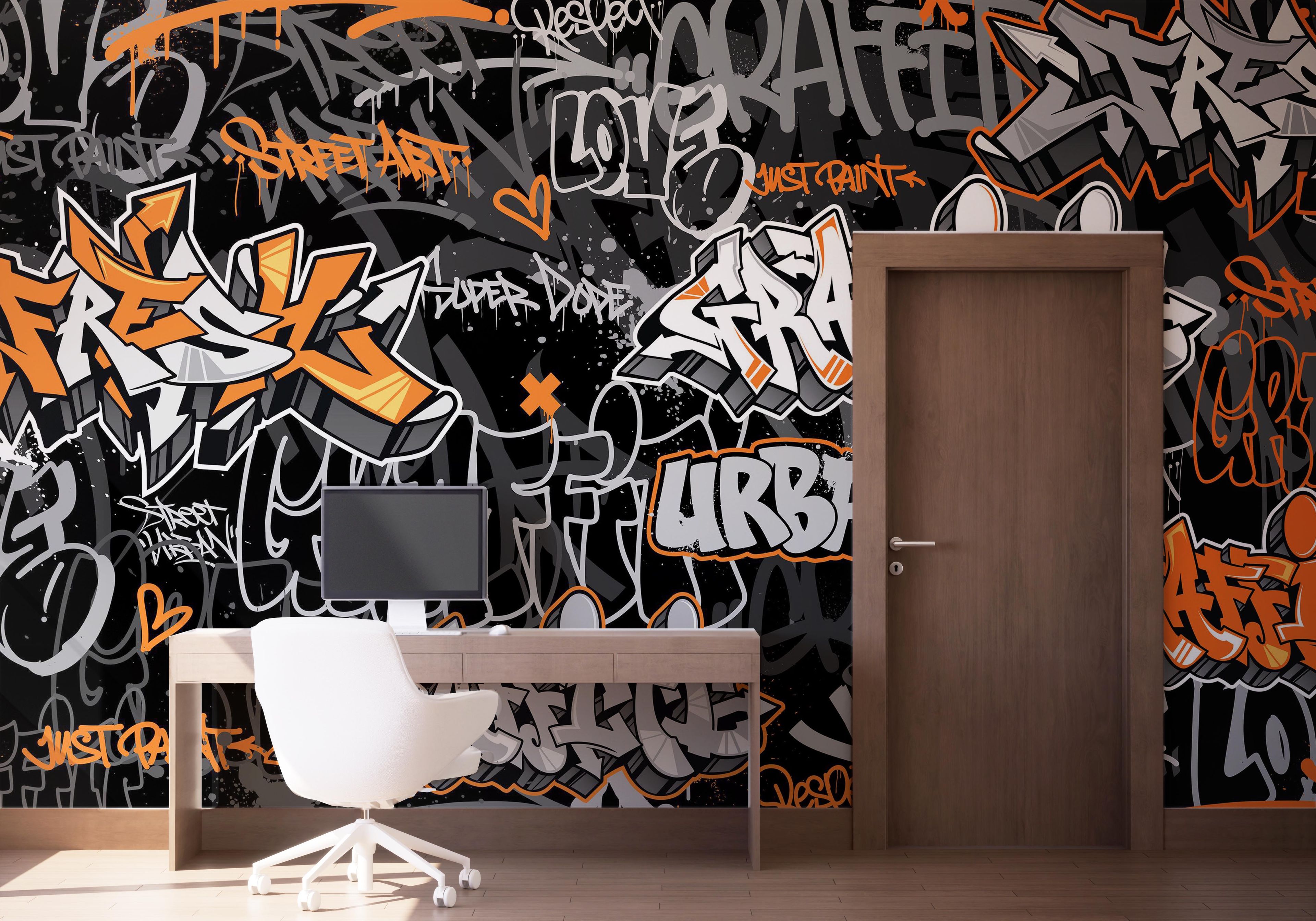 Graffiti Orange Grey mockup 1