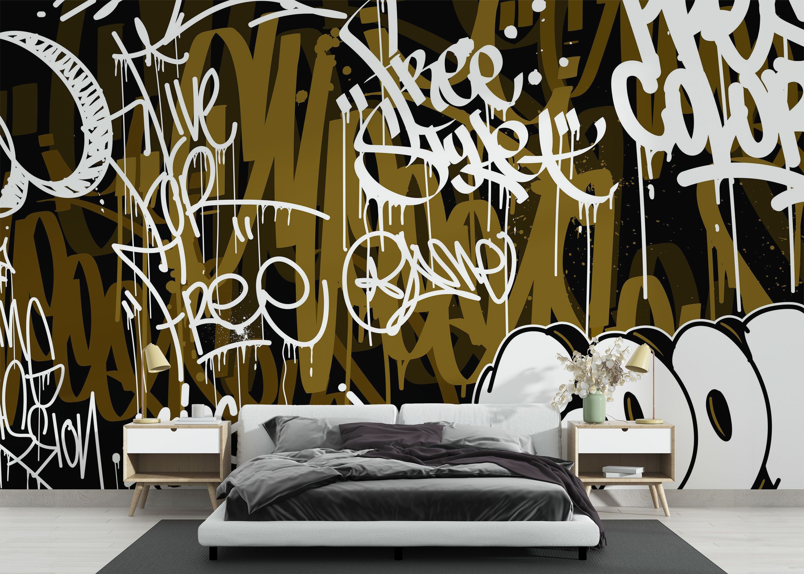 Brown White Graffiti mockup 3