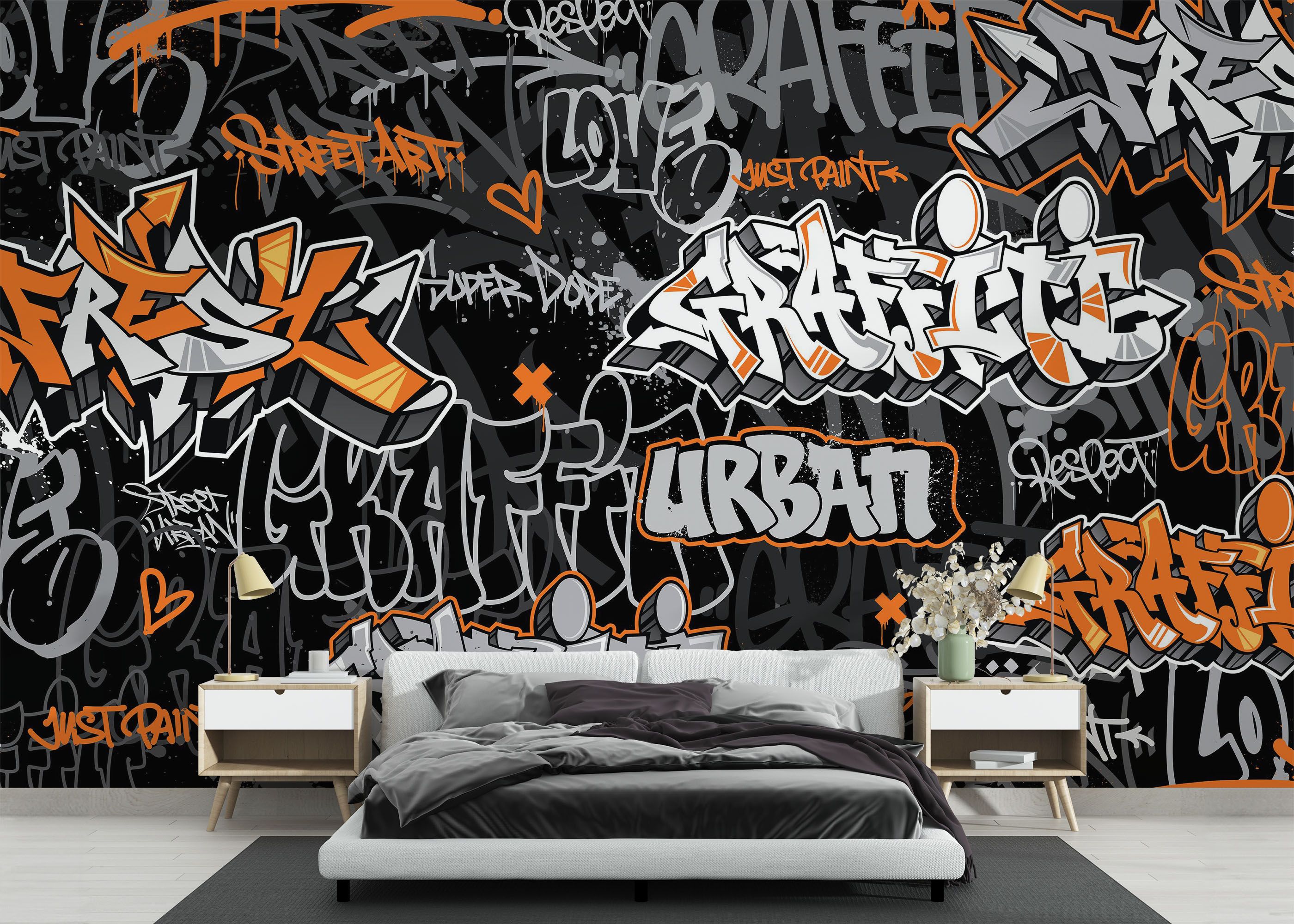 Graffiti Orange Grey mockup 3