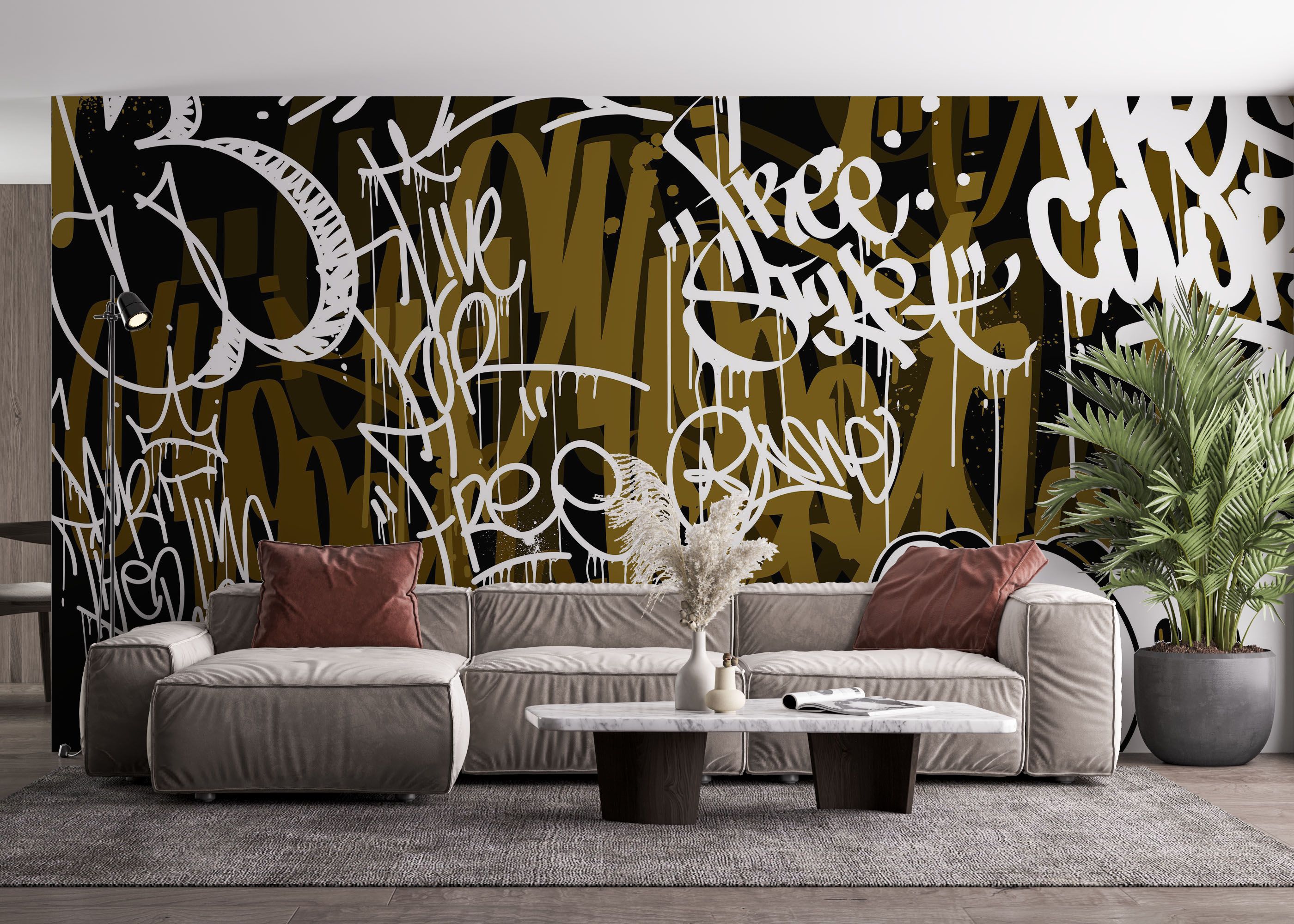 Brown White Graffiti mockup 4