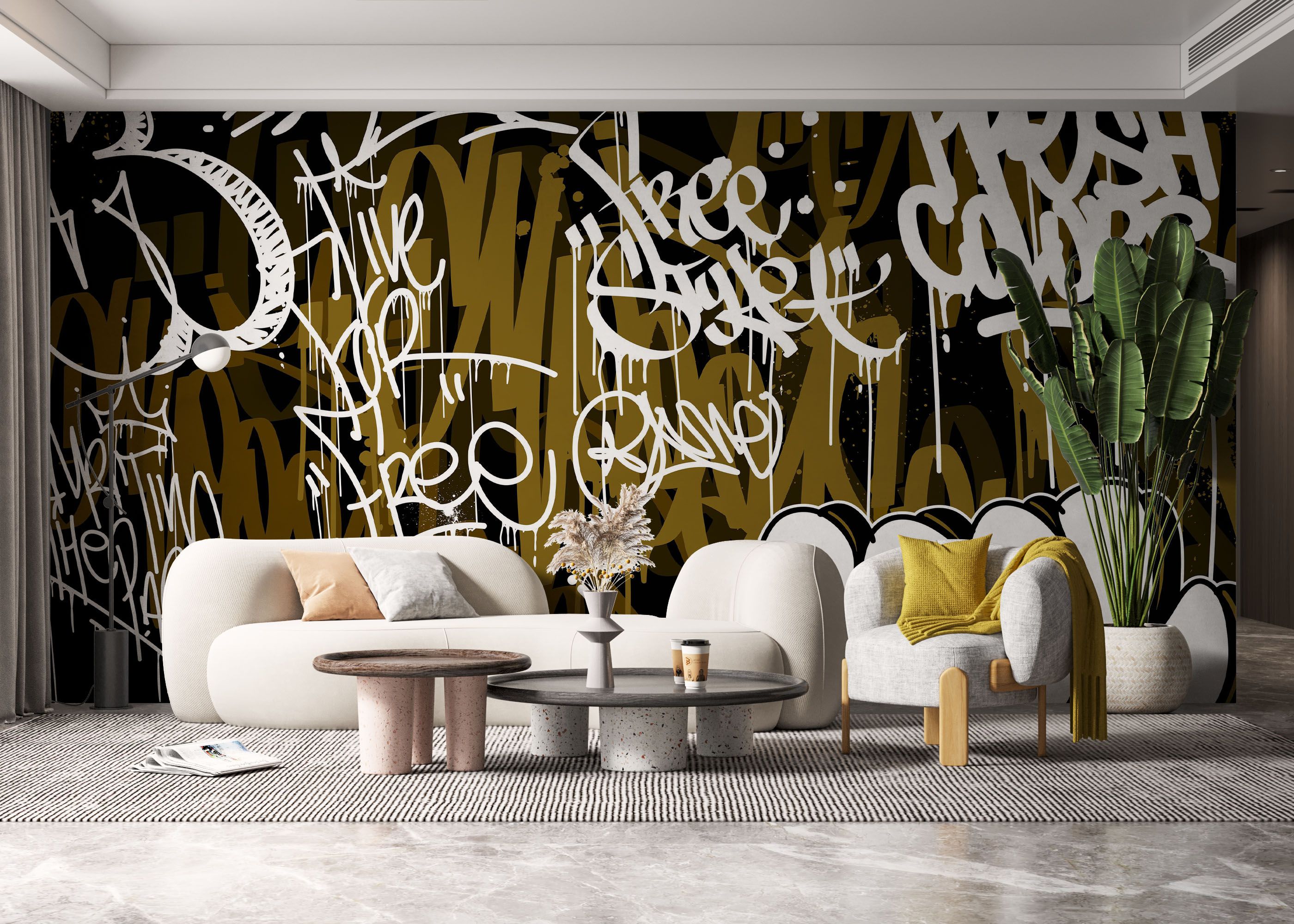 Brown White Graffiti mockup 6