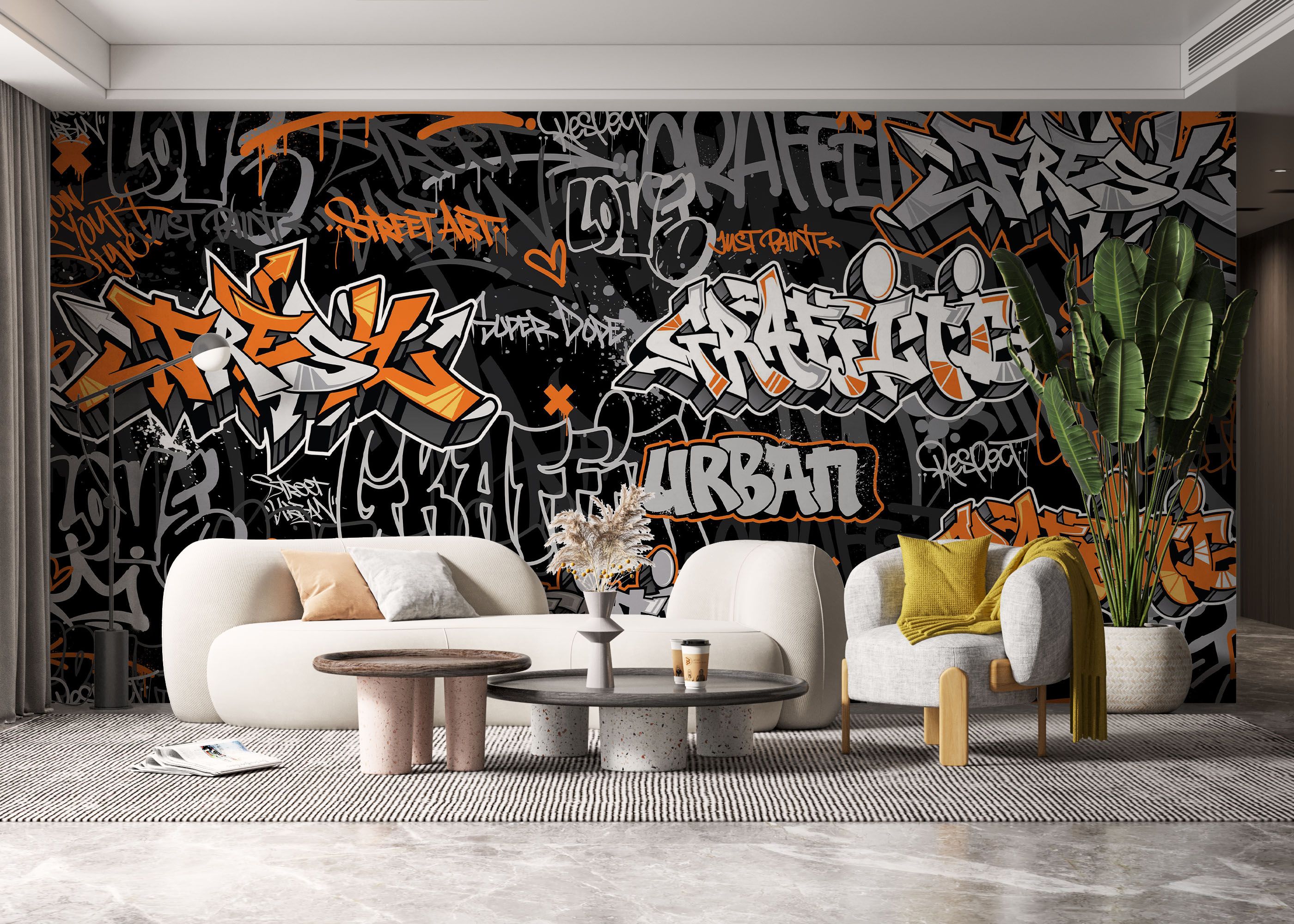 Graffiti Orange Grey mockup 6
