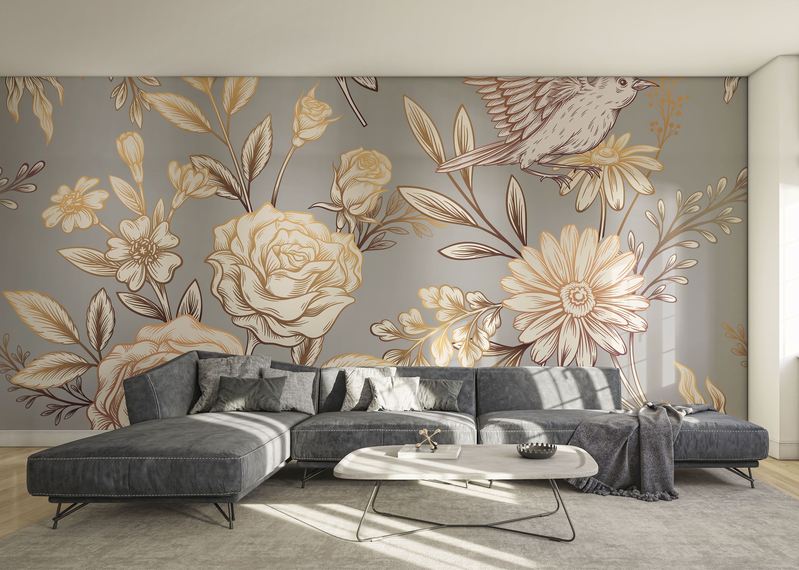 Gold Brown Flower mockup 0