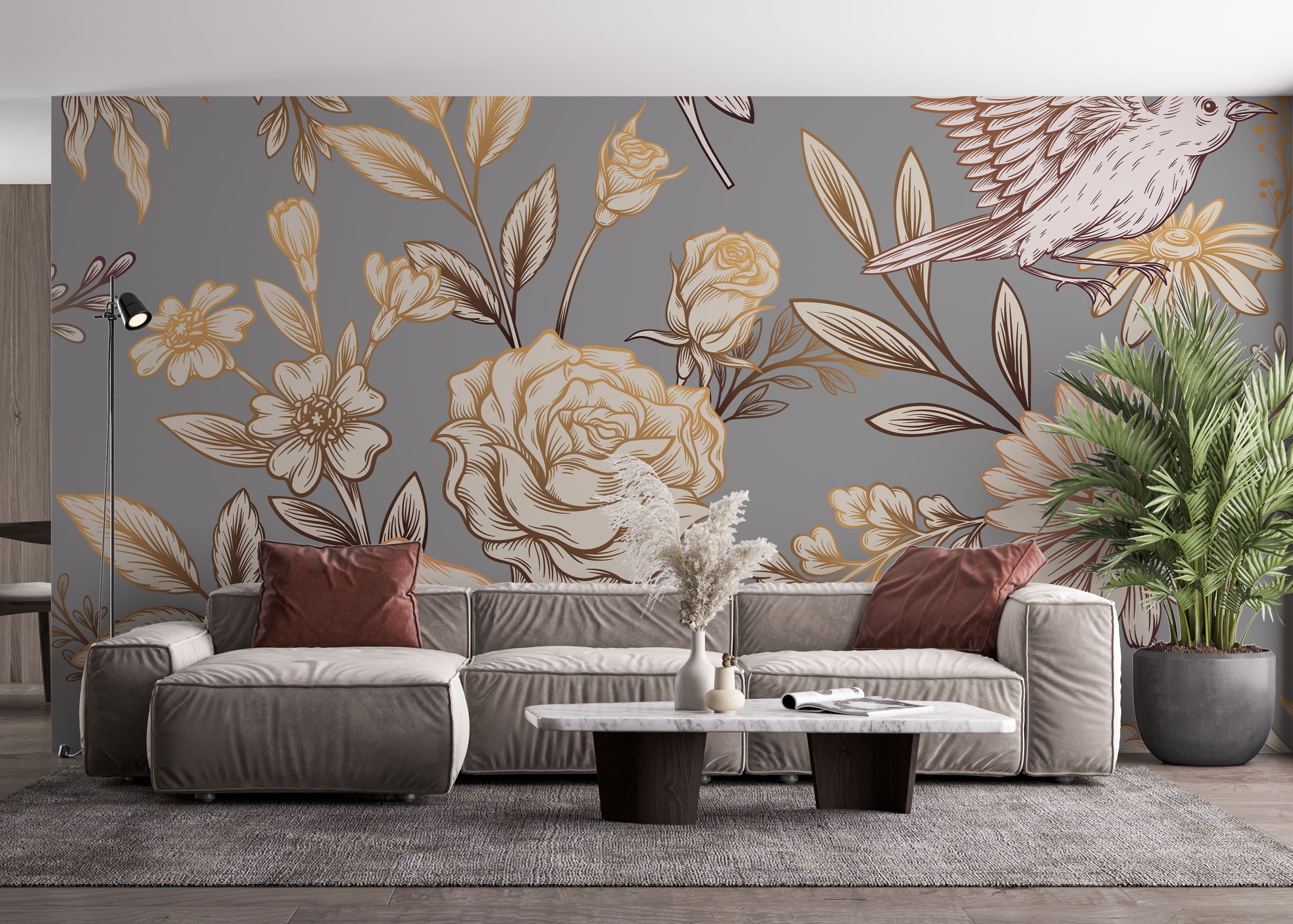 Gold Brown Flower mockup 4