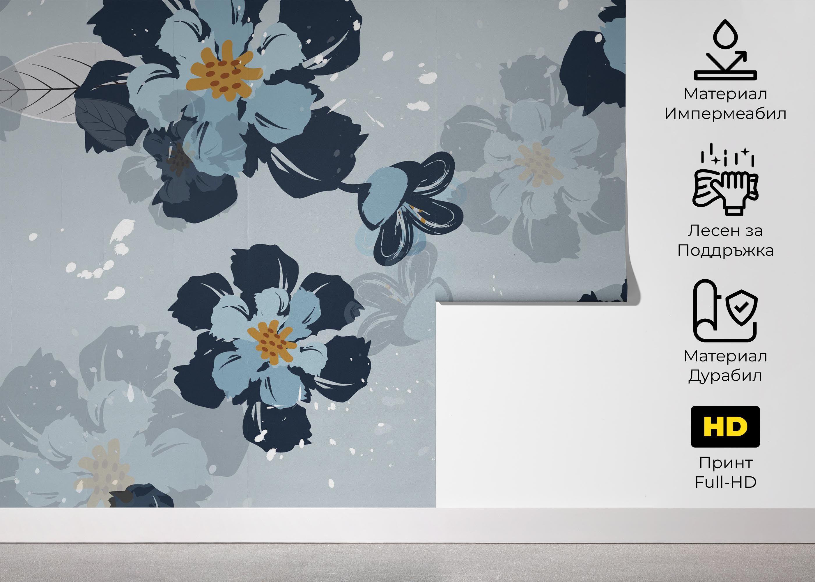 Dark Light Blue Flower mockup 5