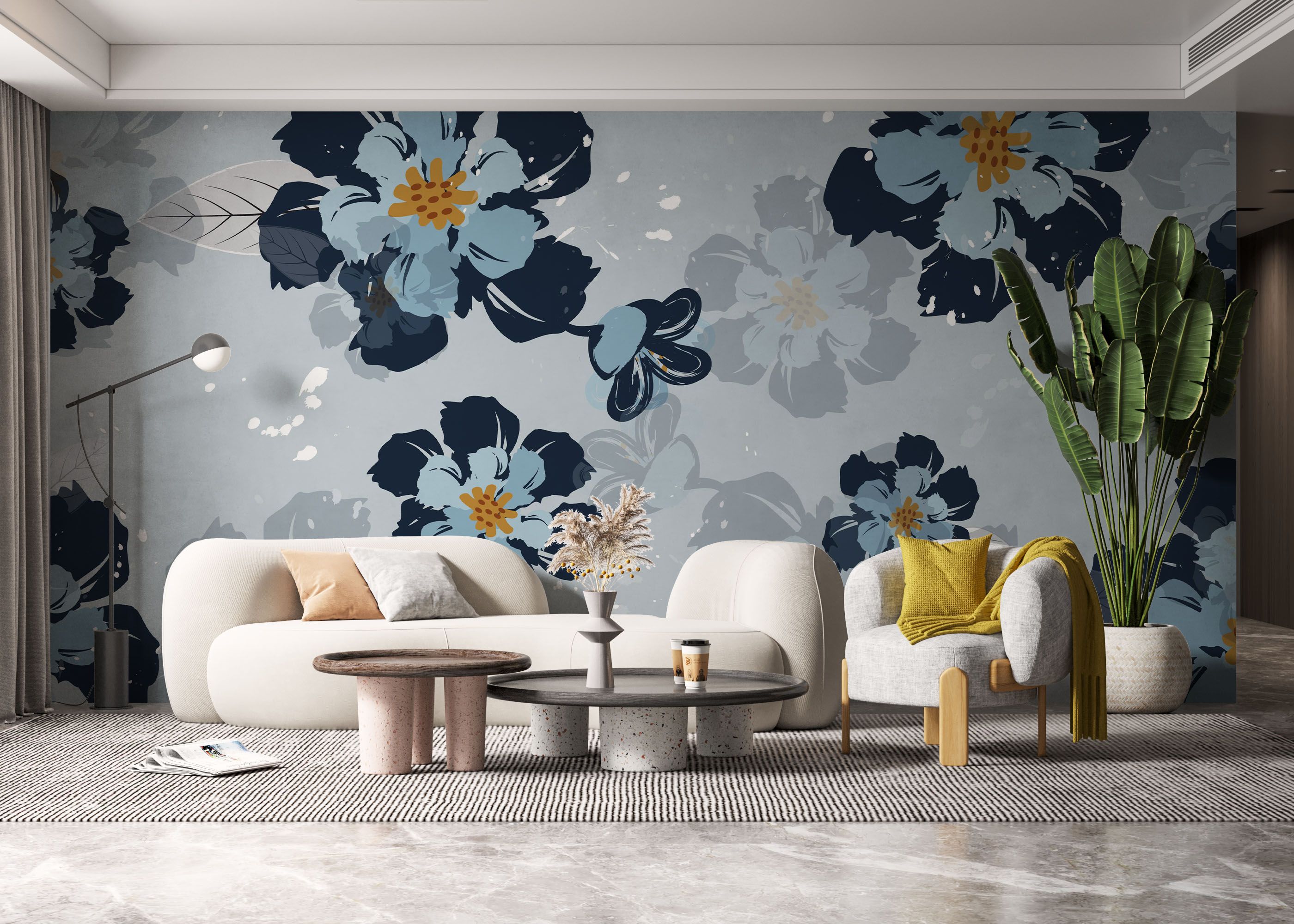 Dark Light Blue Flower mockup 6