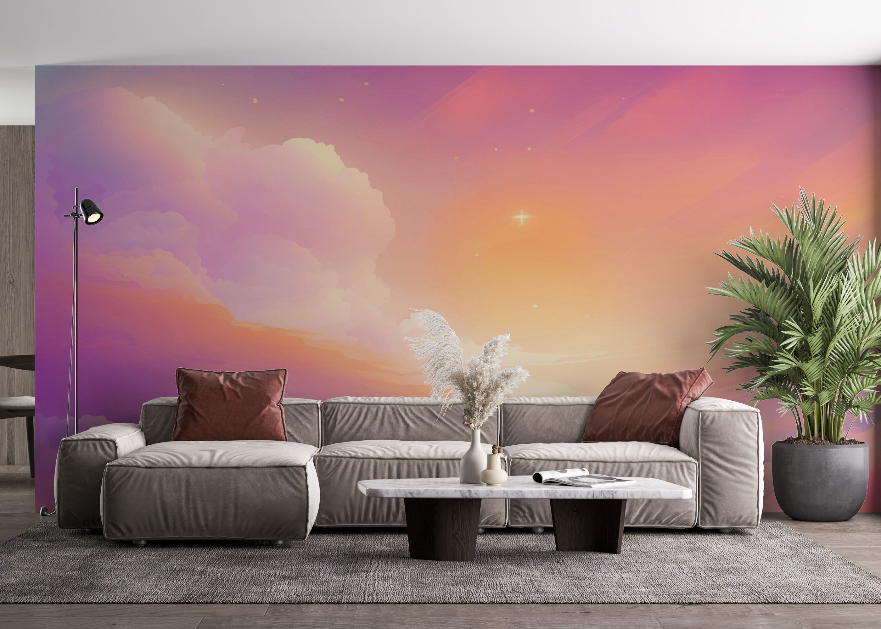 Orange Pink Clouds mockup 4
