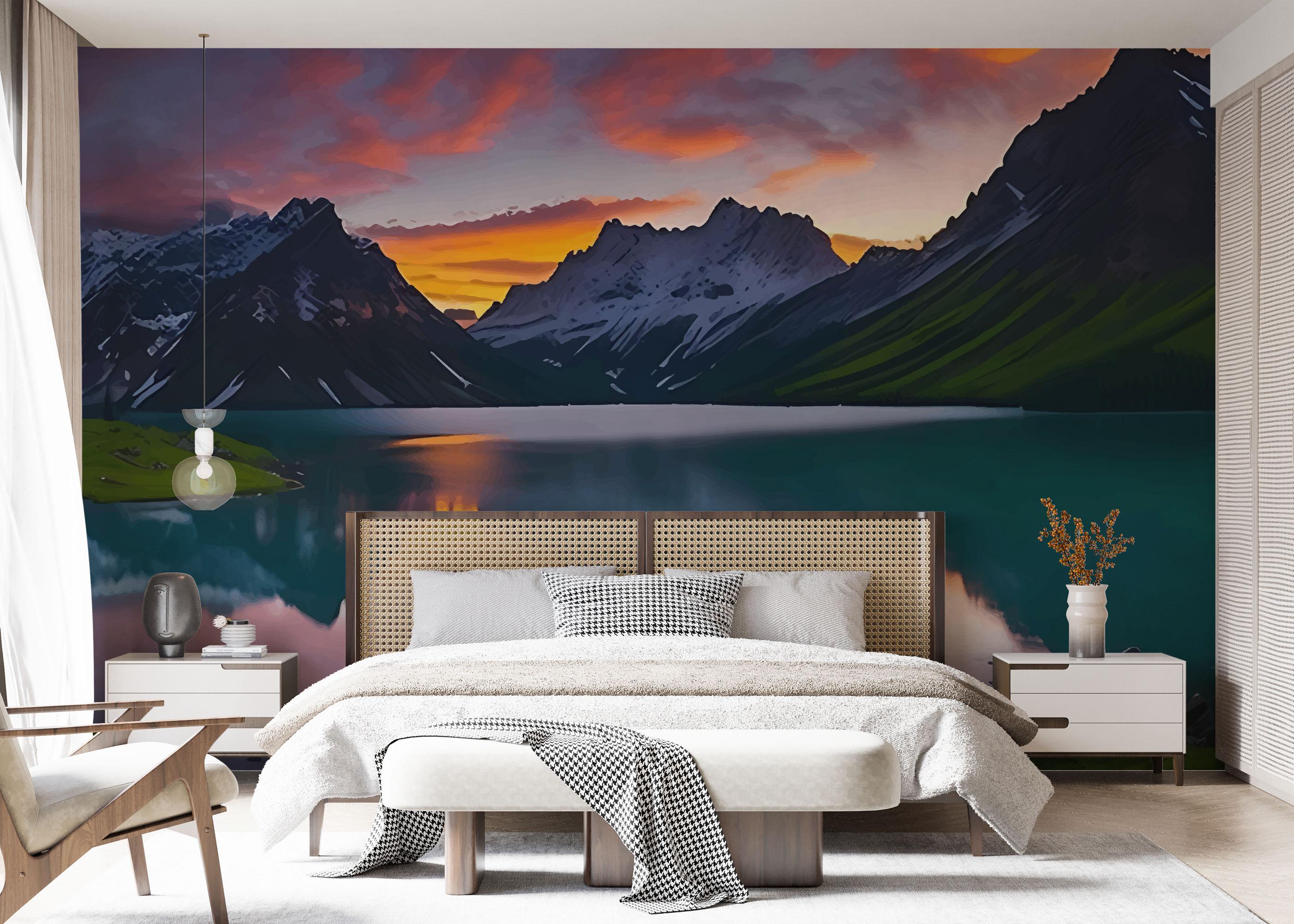 Фототапет Mountain Pink Sky mockup 7