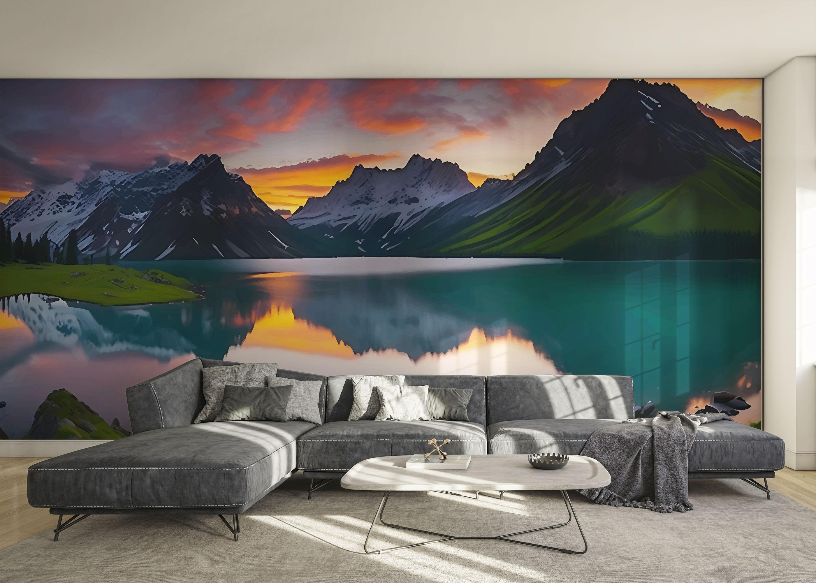 Фототапет Mountain Pink Sky mockup 0