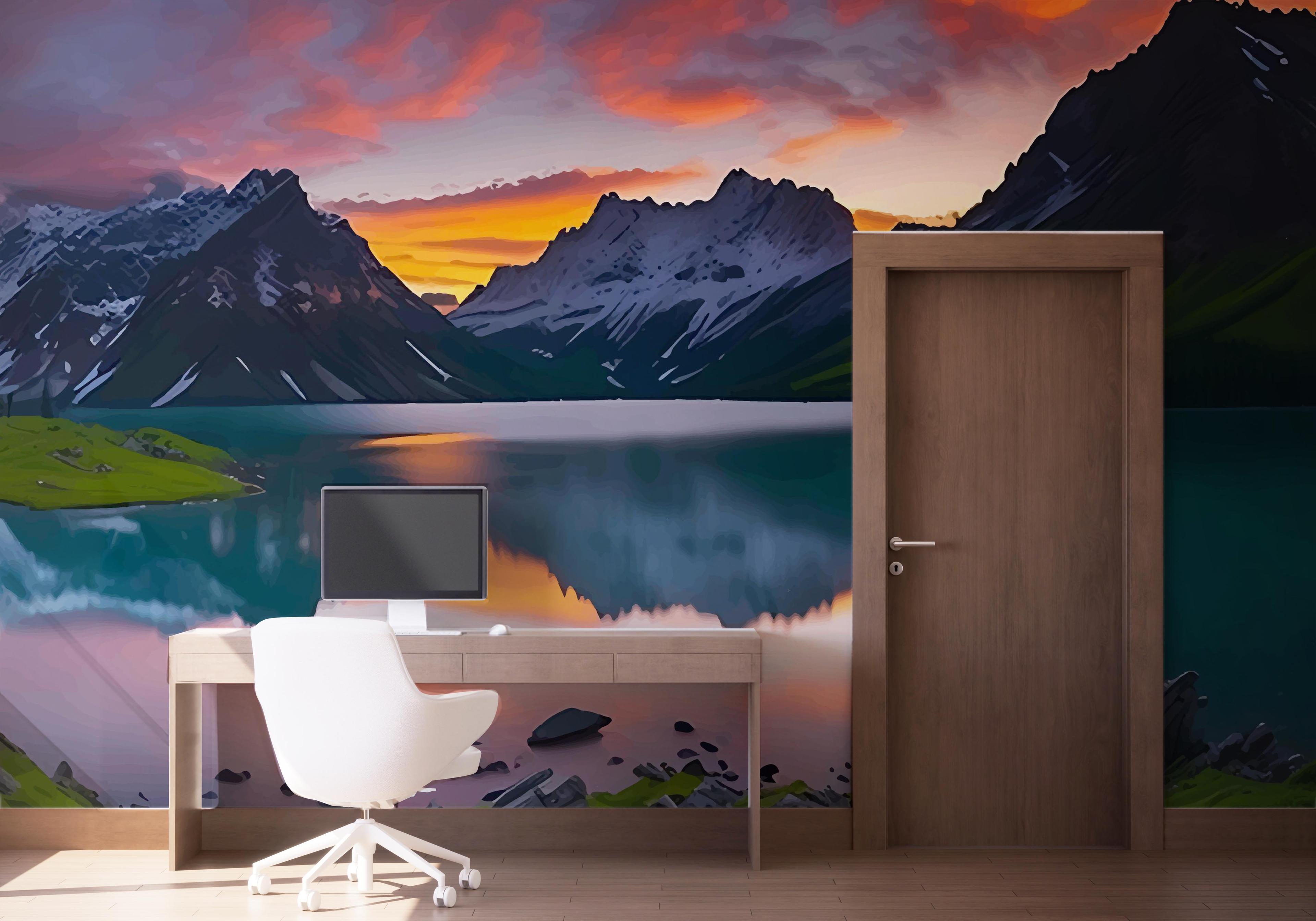 Фототапет Mountain Pink Sky mockup 1