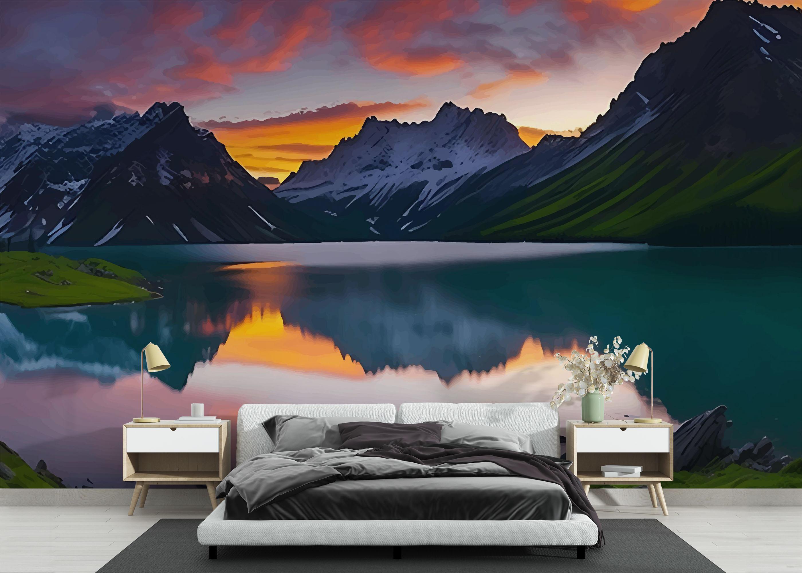 Фототапет Mountain Pink Sky mockup 3