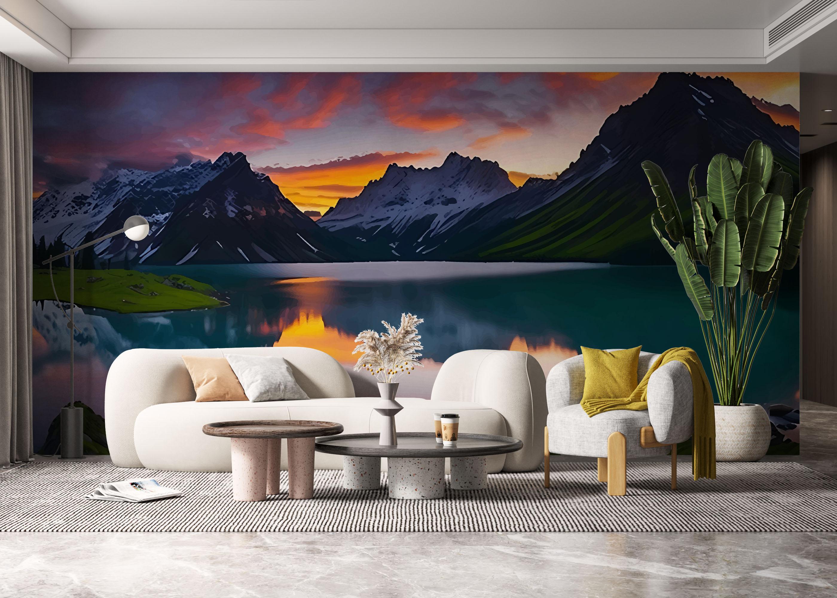 Фототапет Mountain Pink Sky mockup 6