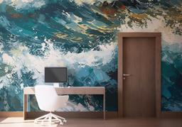 Blue White Wave Art mockup 1