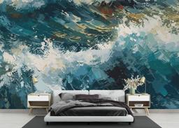 Blue White Wave Art mockup 3