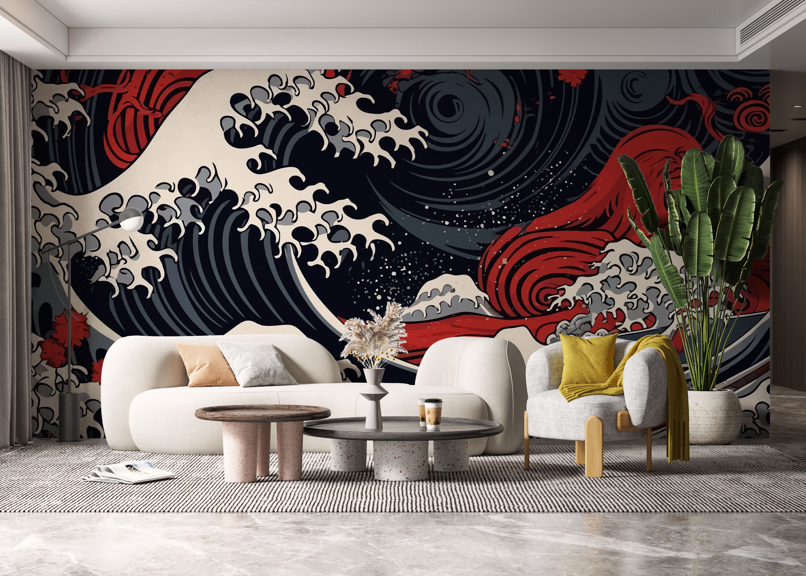 Red Blue Wave Art mockup 6