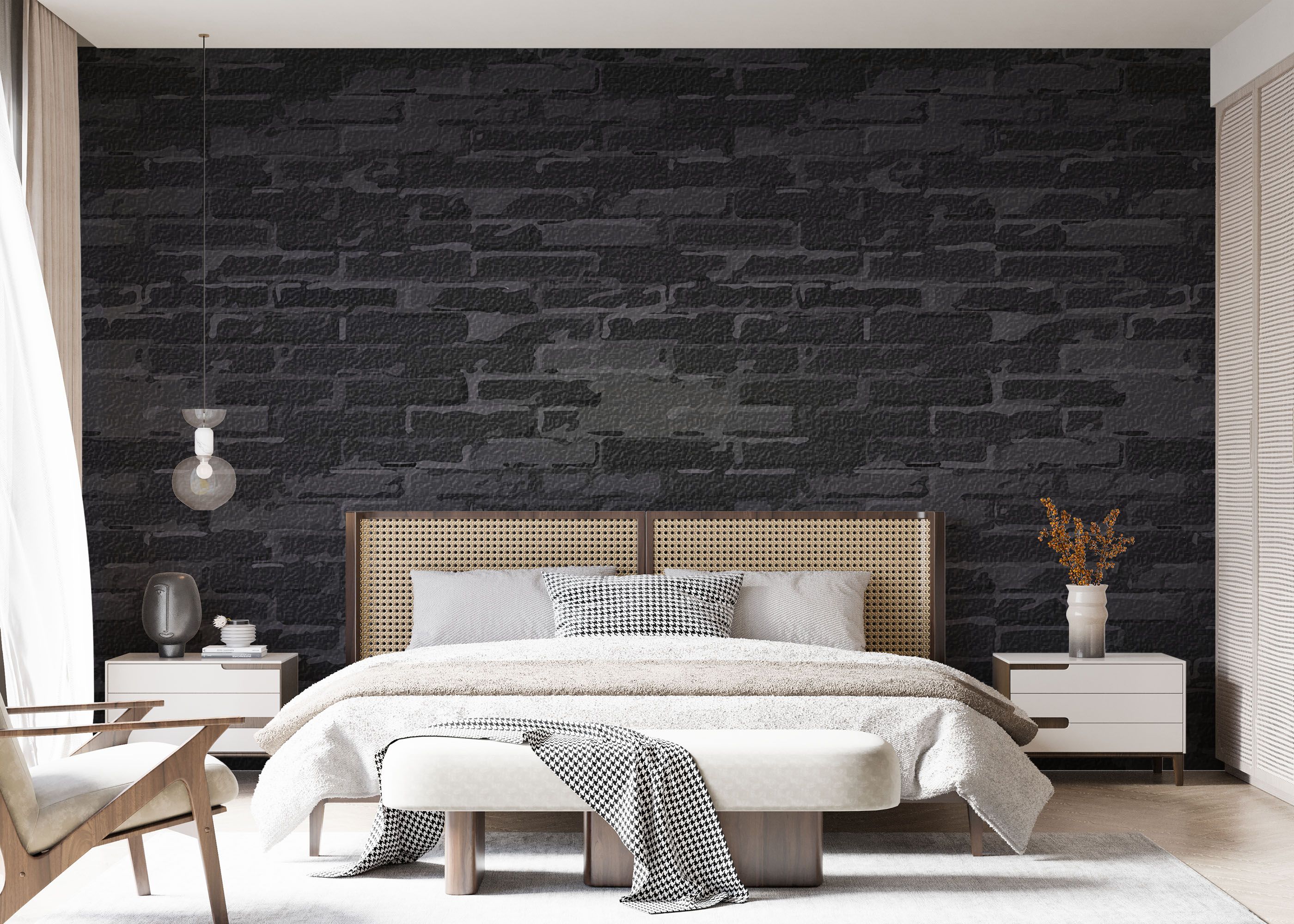 Black Grey Brick Wall mockup 7