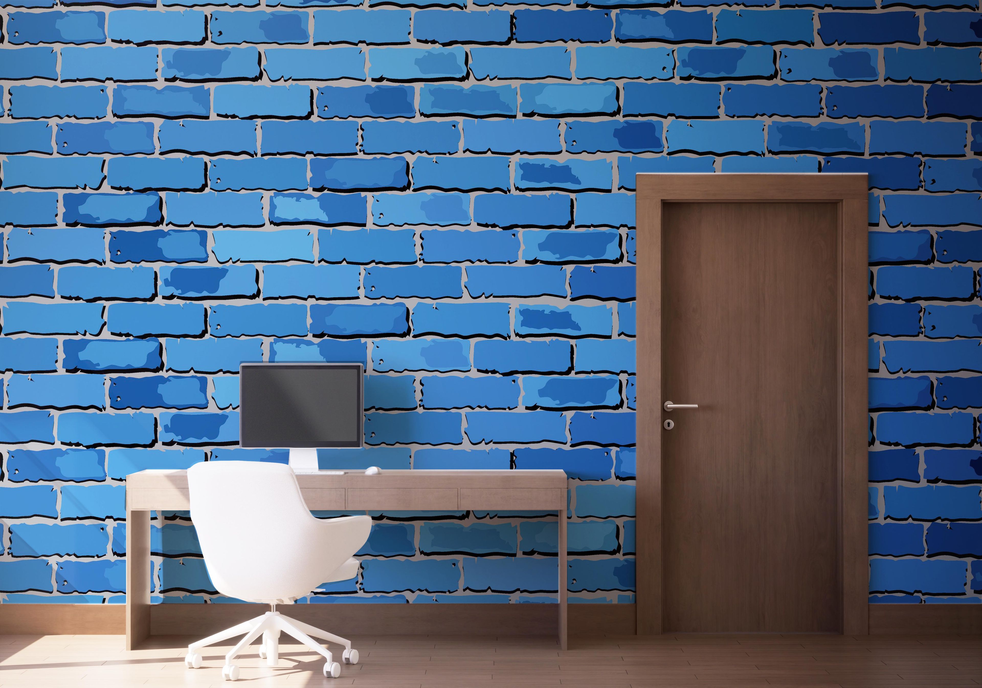 Blue Color Brick mockup 1