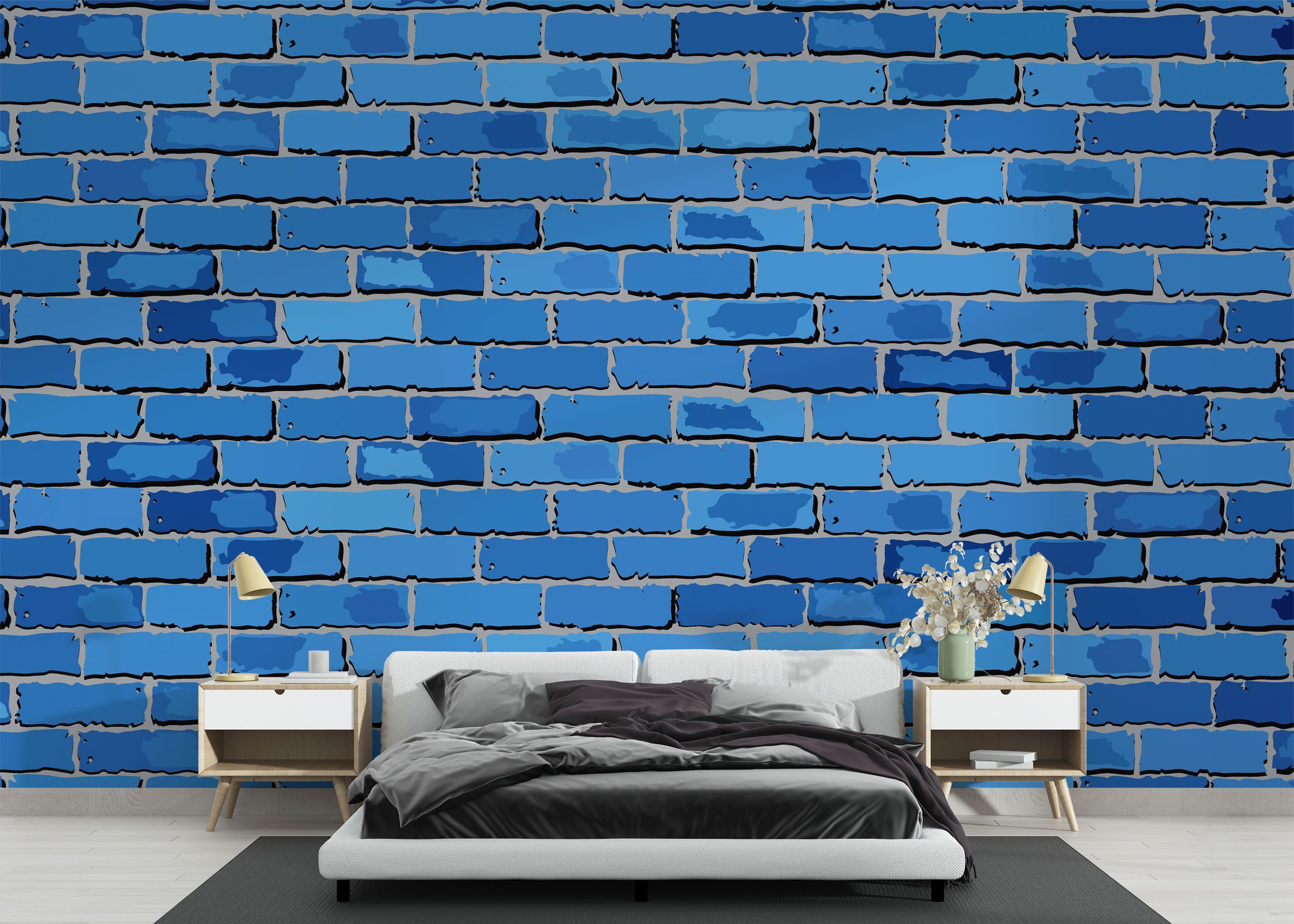 Blue Color Brick mockup 3