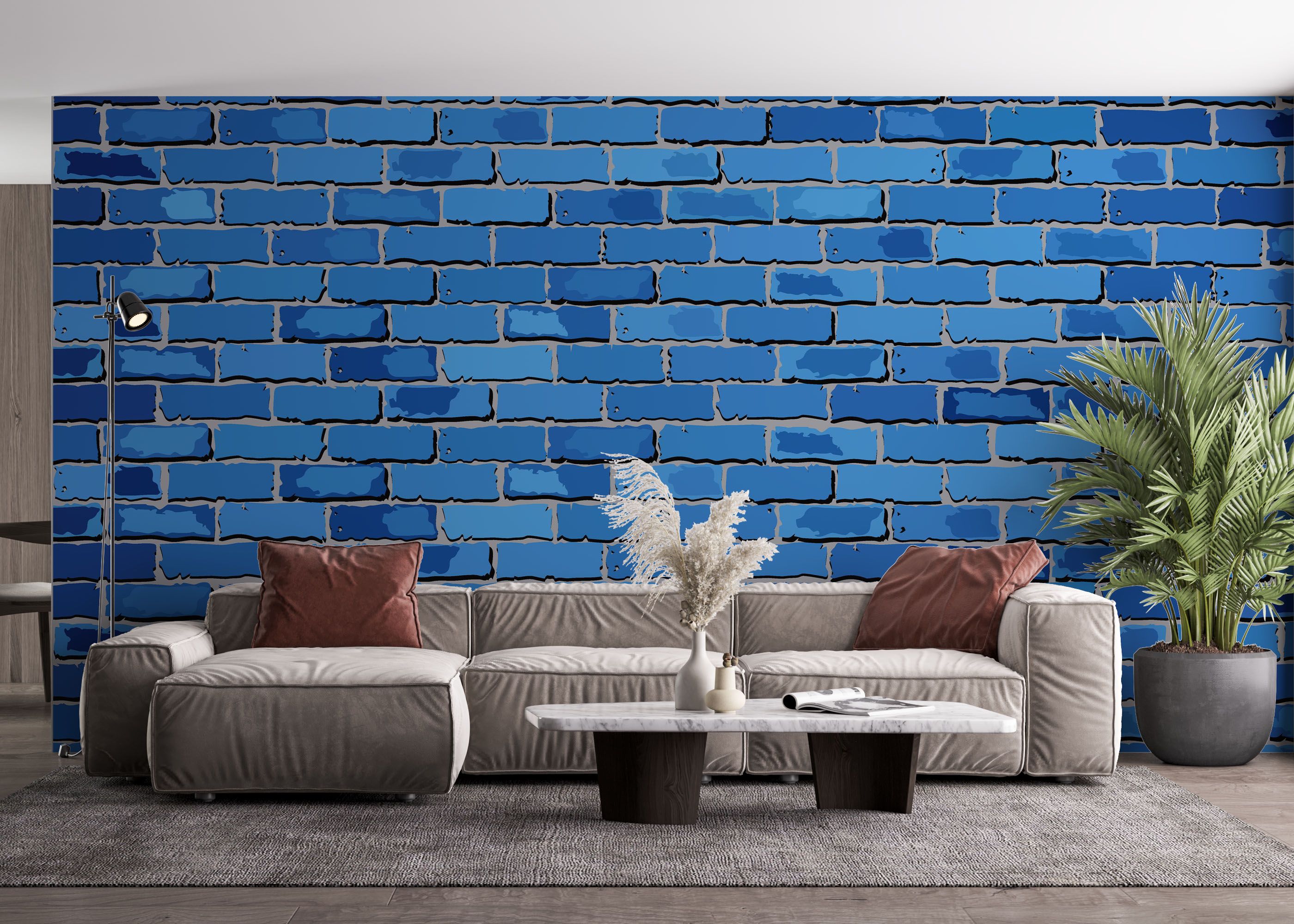 Blue Color Brick mockup 4