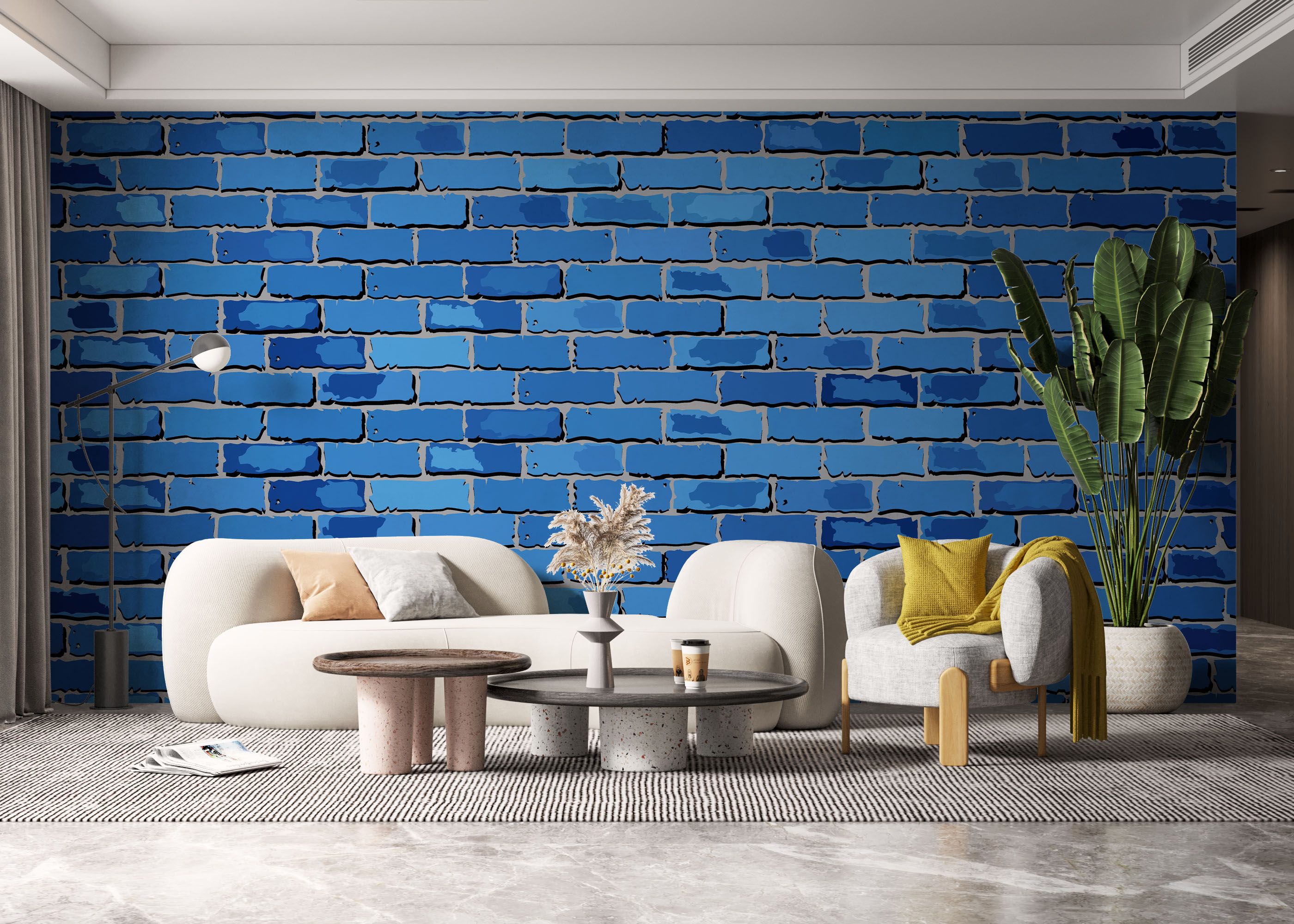 Blue Color Brick mockup 6
