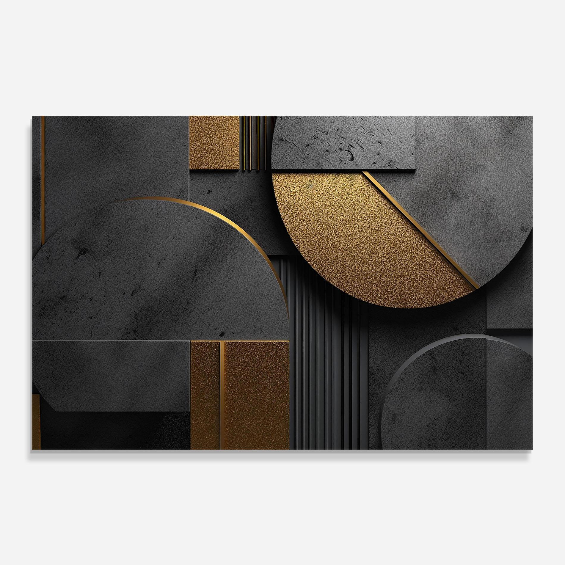 Стъклен панел за кухня Gold With Grey Circle mockup 0