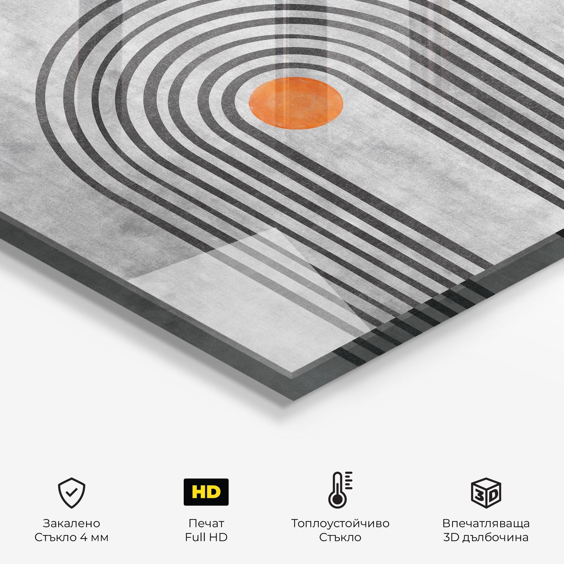 Стъклен панел за кухня Abstract Orange Circles mockup 2