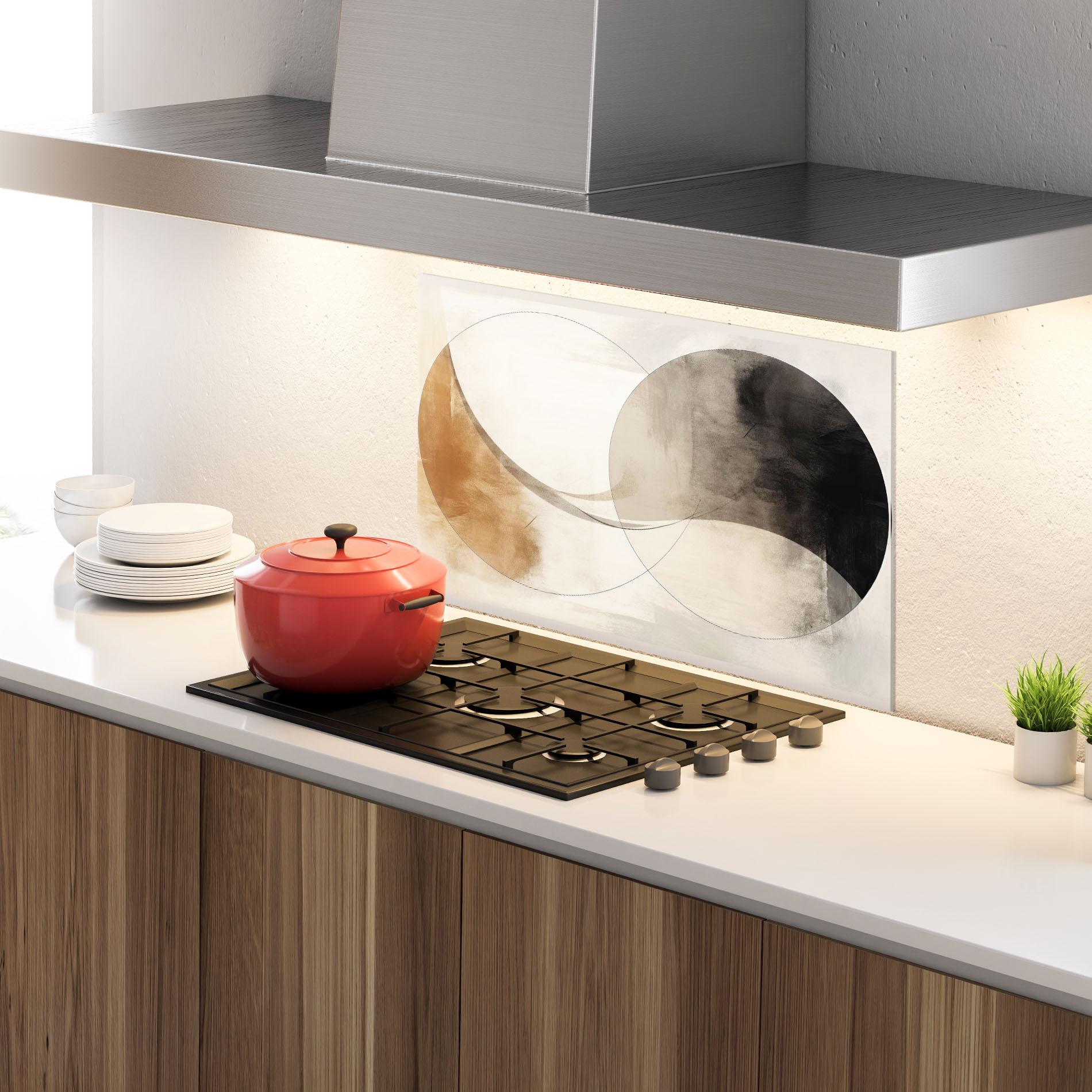 Стъклен панел за кухня Abstract Circle Painting mockup 4