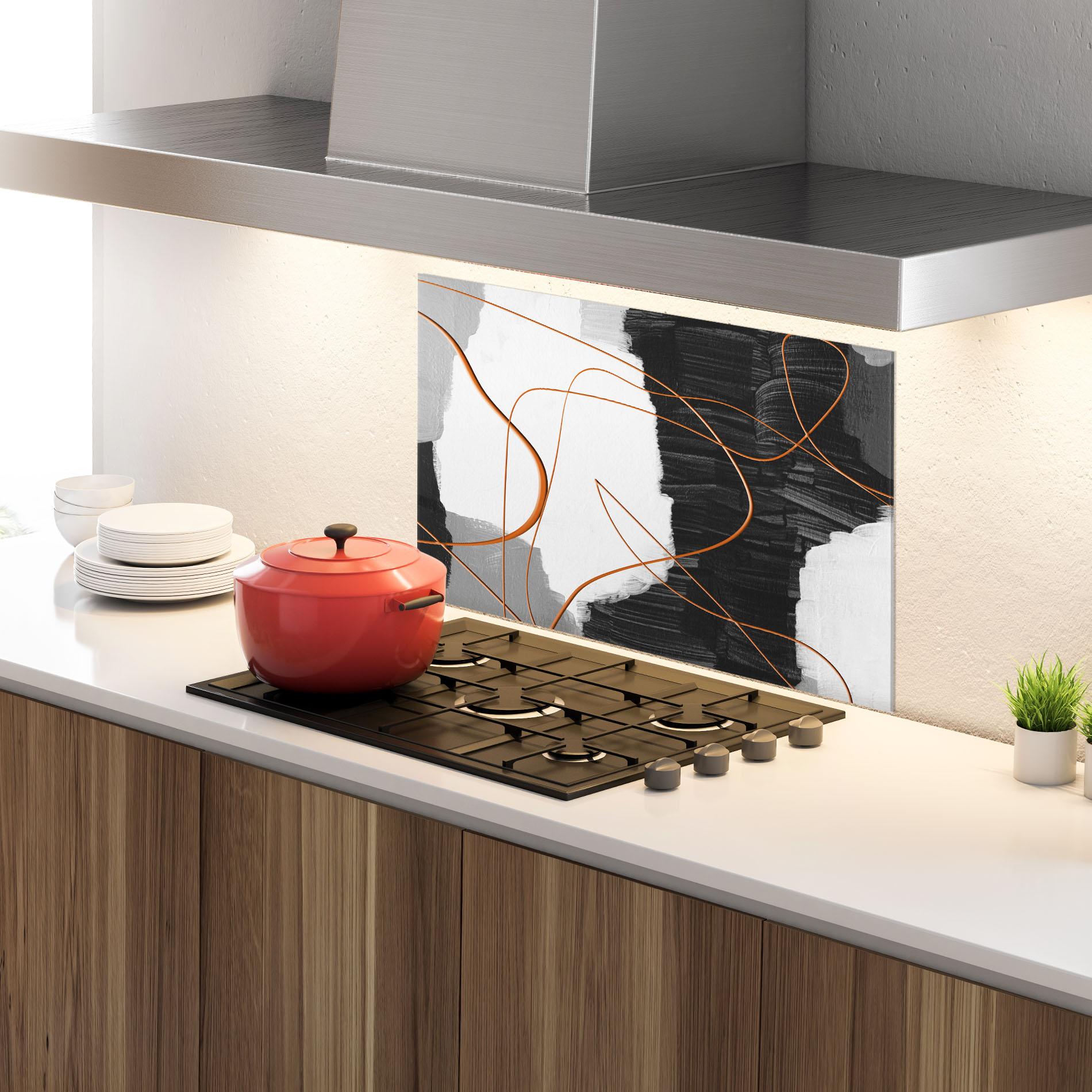 Стъклен панел за кухня Abstract Ink Painting mockup 4