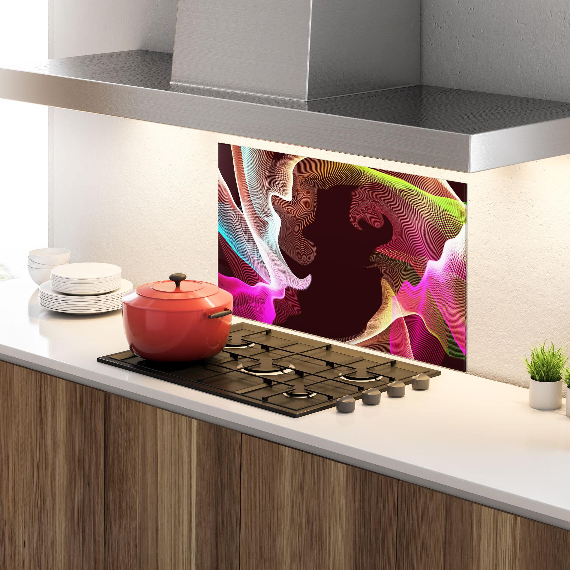 Стъклен панел за кухня Abstract Wave Effect mockup 4