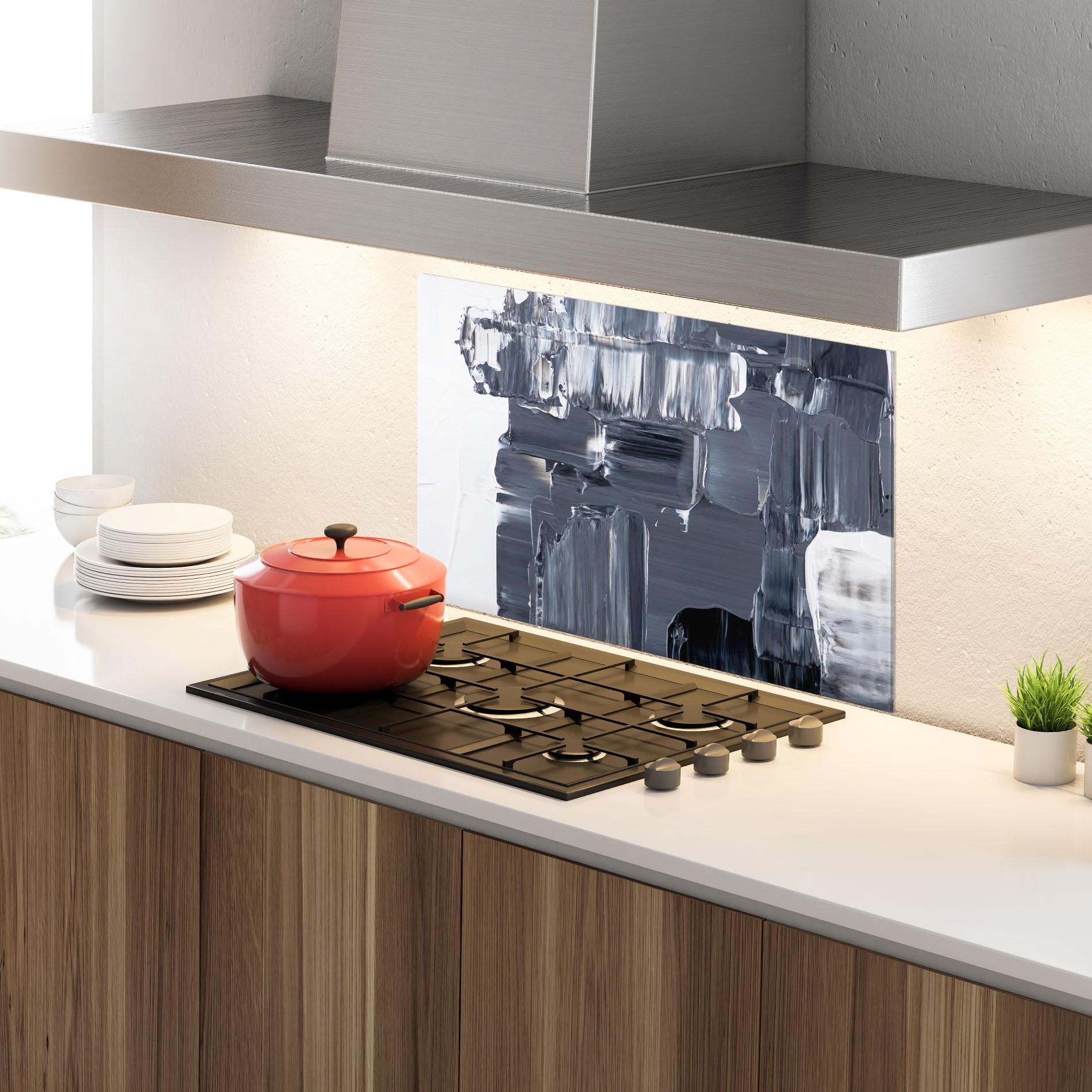 Стъклен панел за кухня Black Acrylic Painting mockup 4