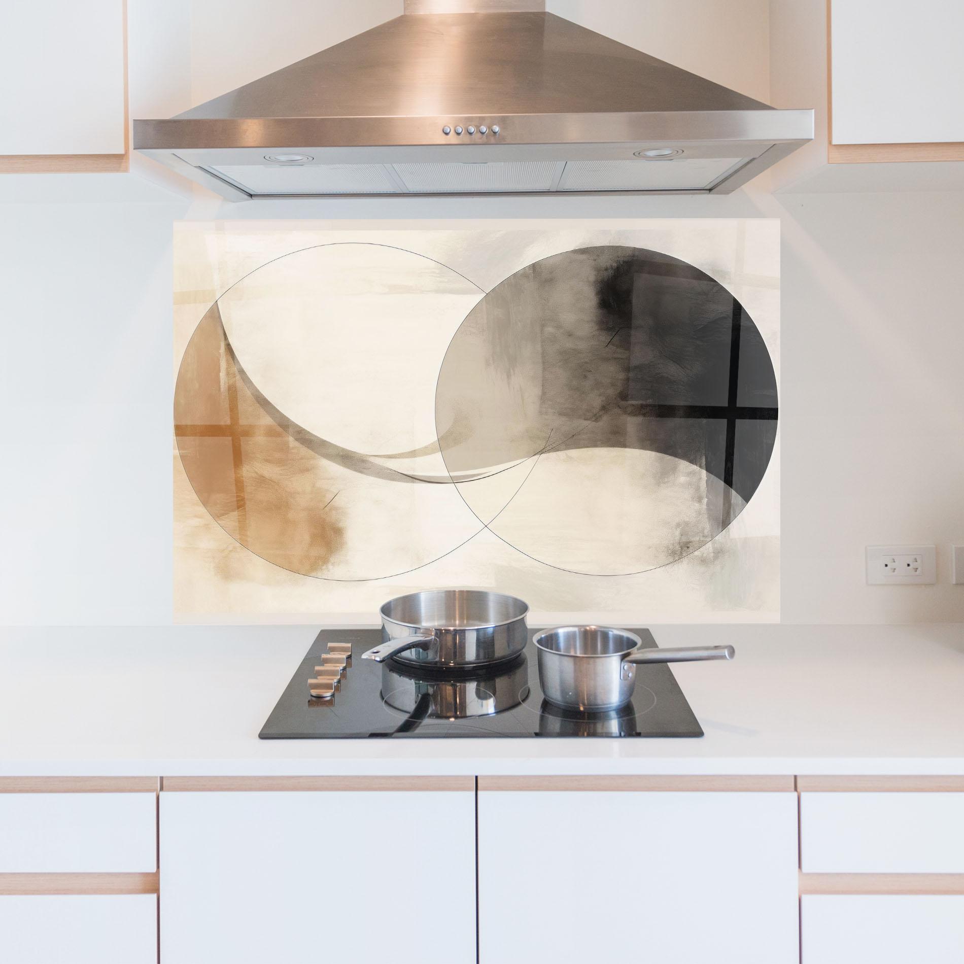 Стъклен панел за кухня Abstract Circle Painting mockup 5