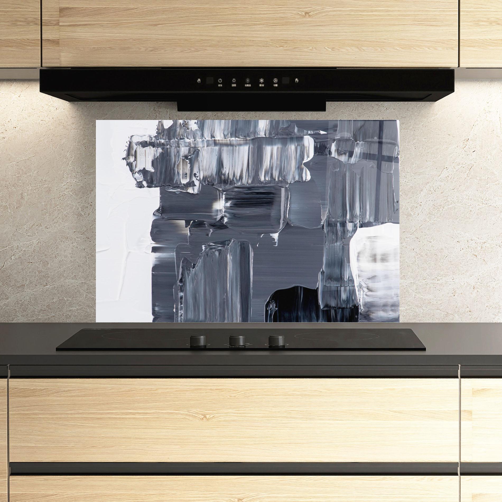 Стъклен панел за кухня Black Acrylic Painting mockup 3