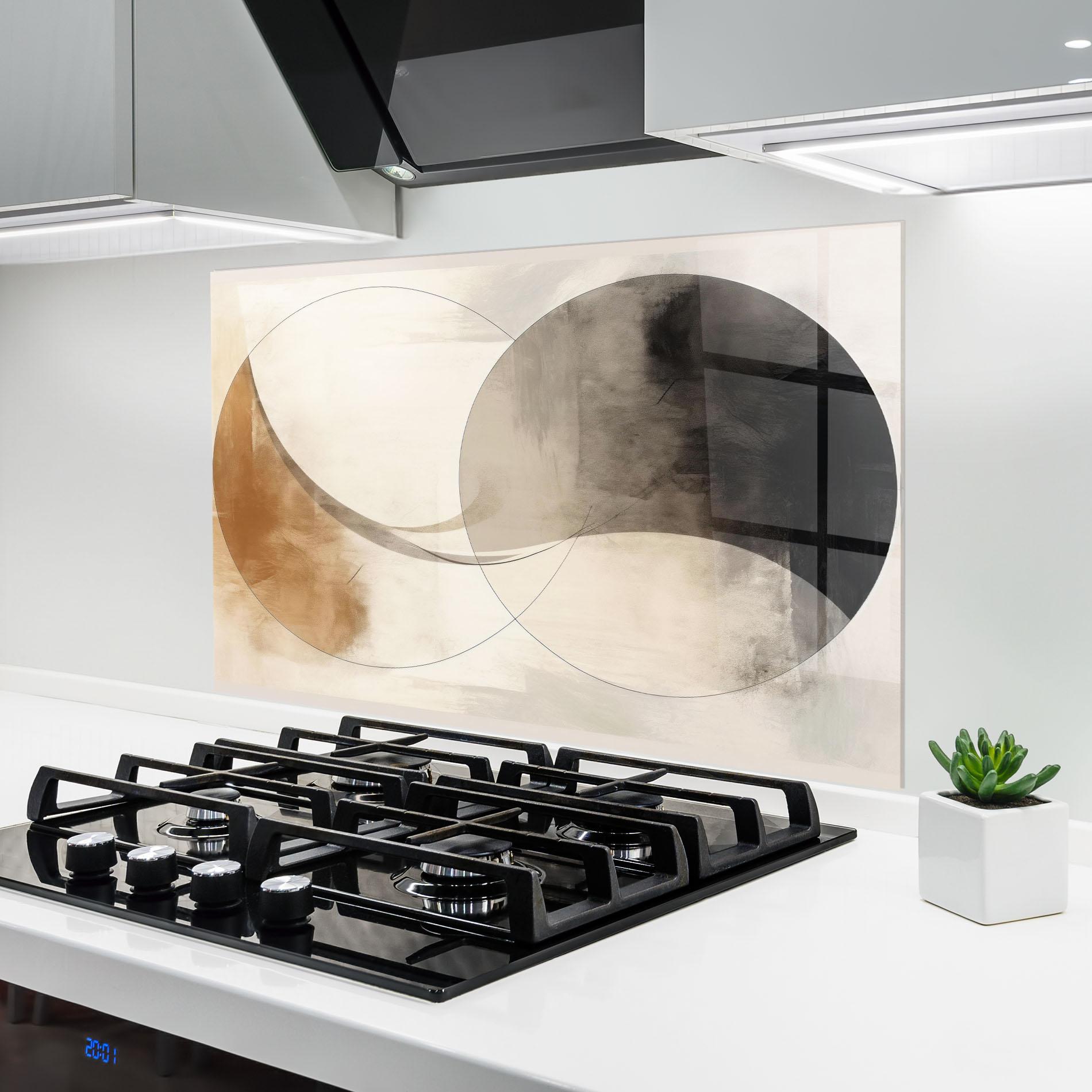 Стъклен панел за кухня Abstract Circle Painting mockup 6