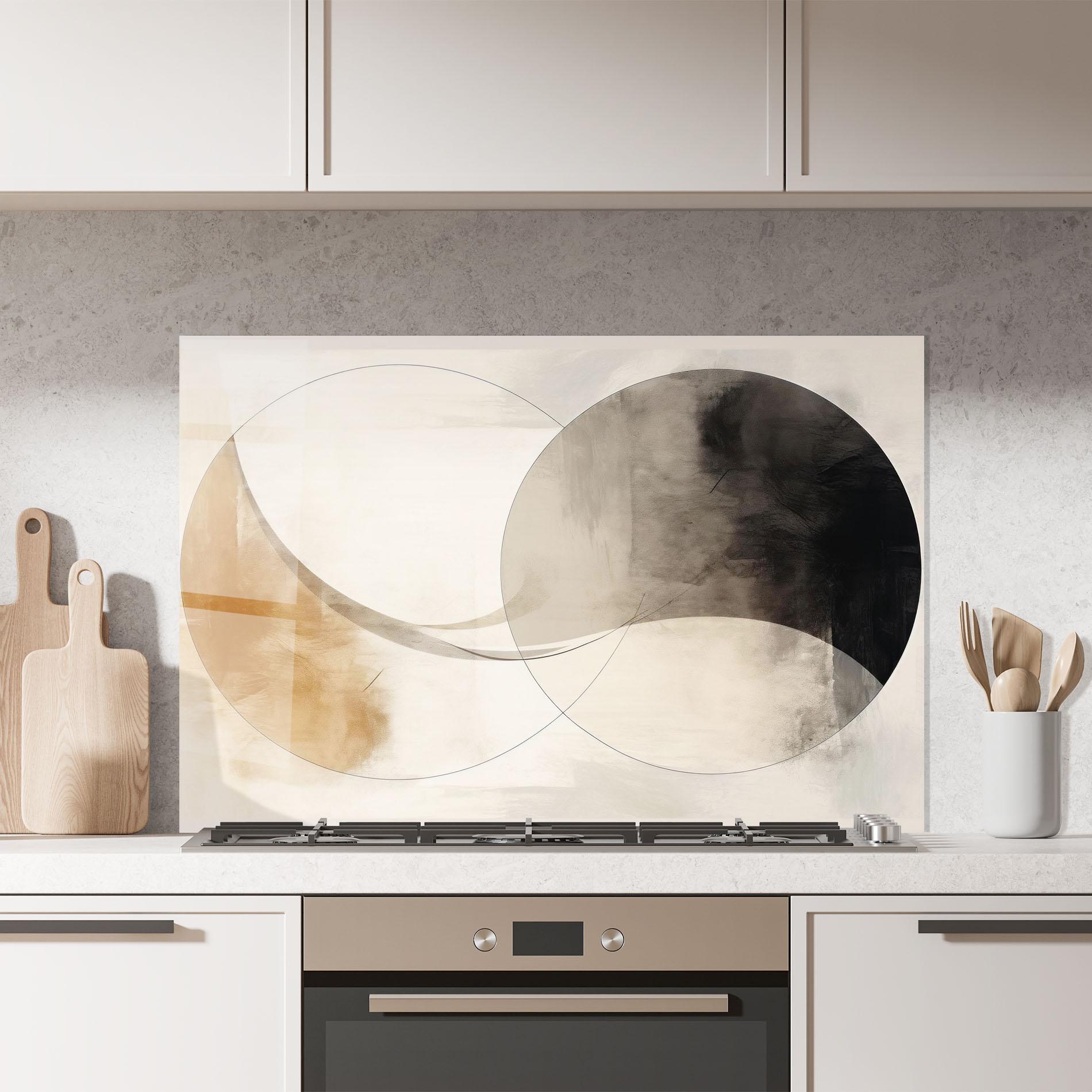 Стъклен панел за кухня Abstract Circle Painting mockup 7