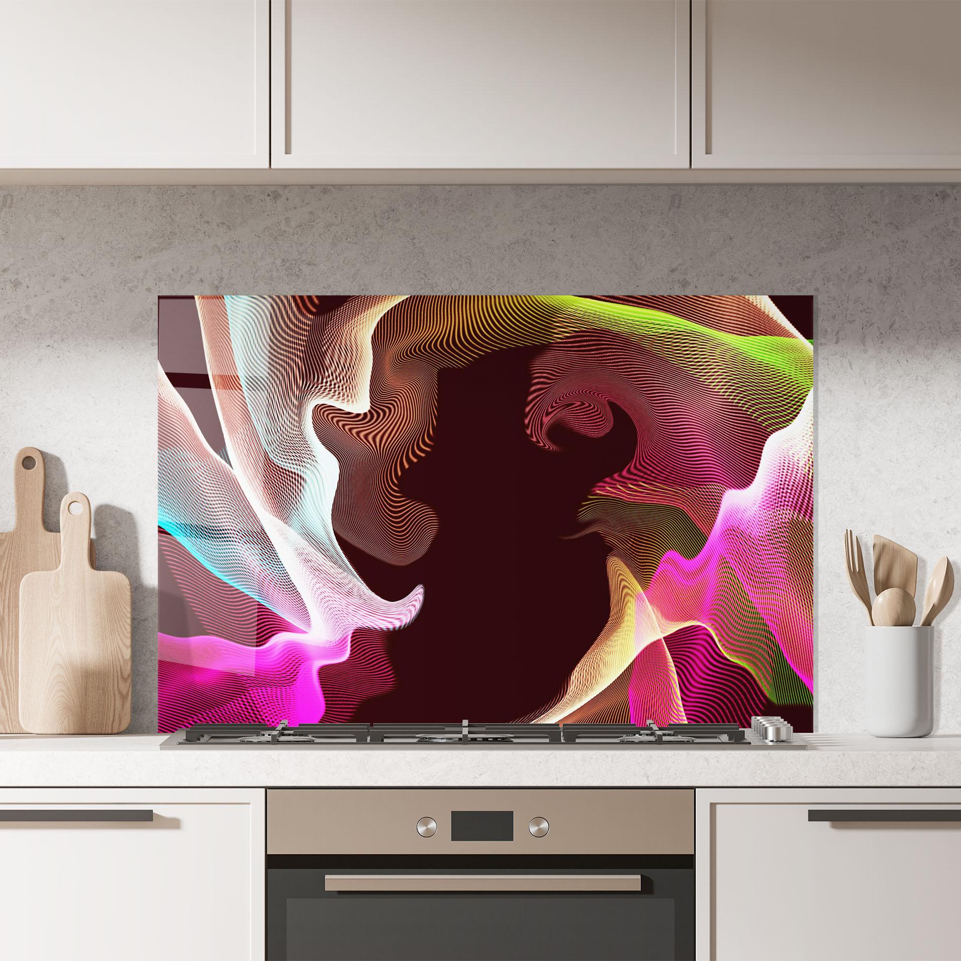 Стъклен панел за кухня Abstract Wave Effect mockup 7