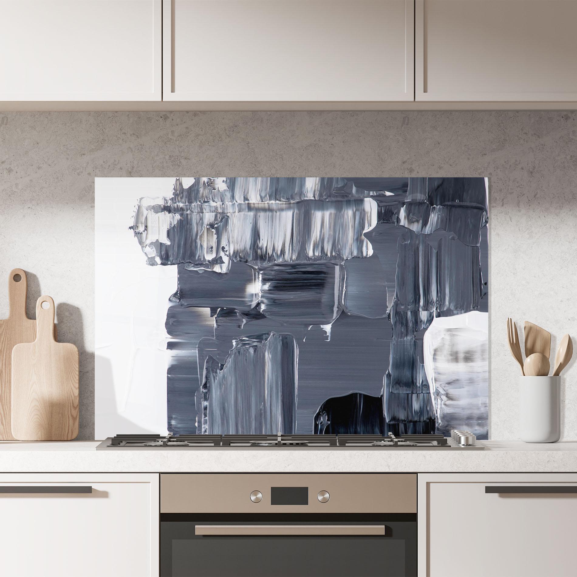 Стъклен панел за кухня Black Acrylic Painting mockup 7