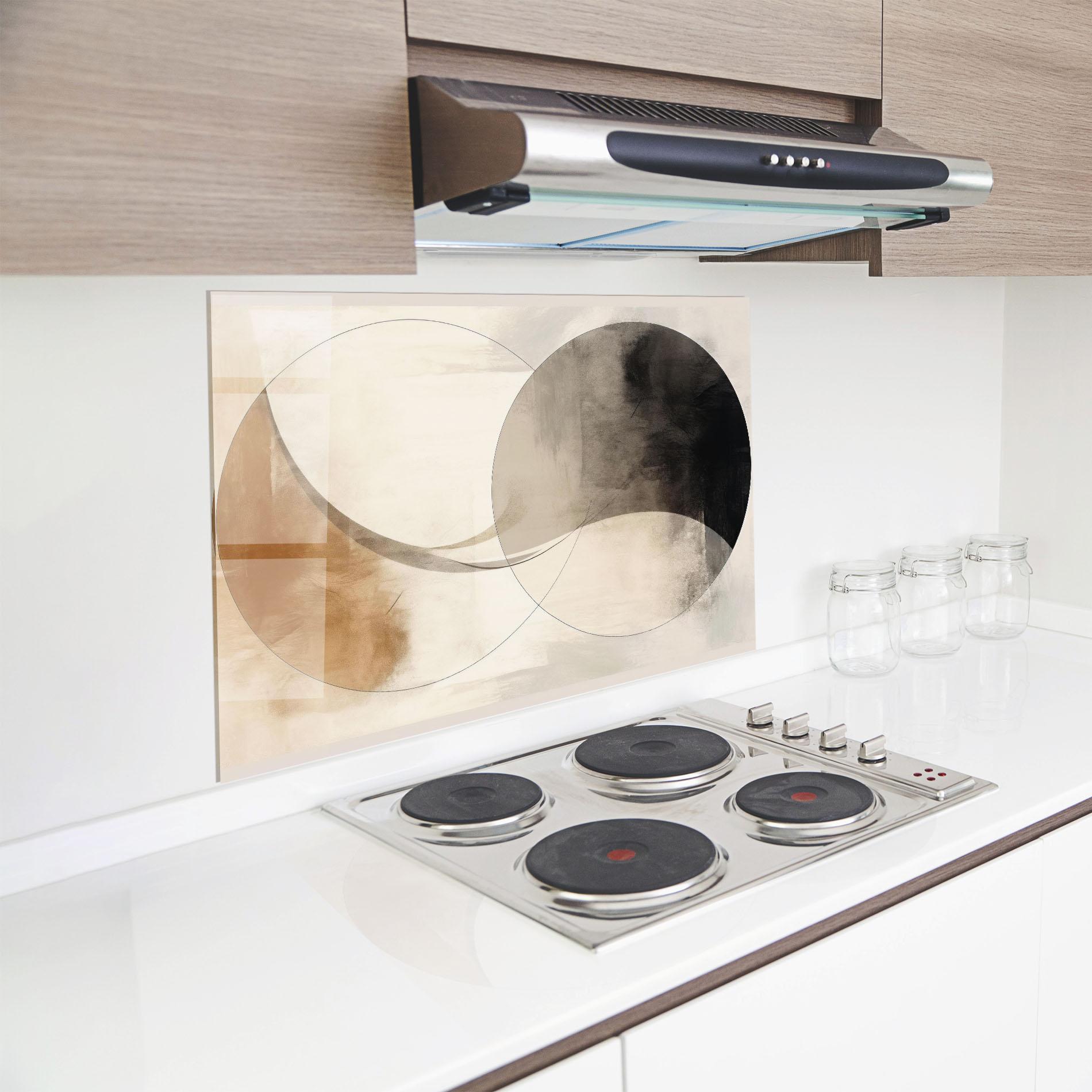 Стъклен панел за кухня Abstract Circle Painting mockup 8