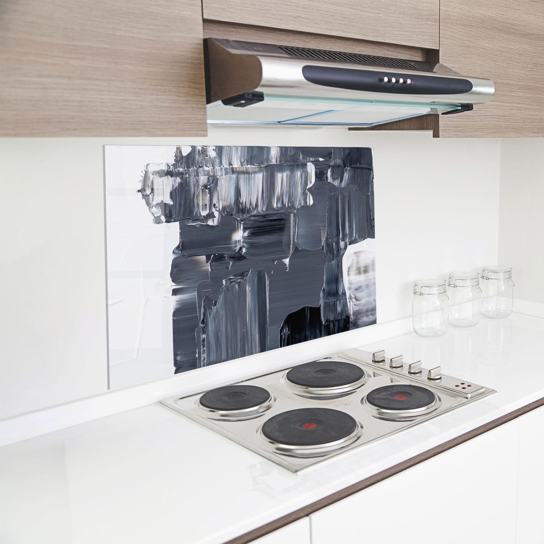Стъклен панел за кухня Black Acrylic Painting mockup 8