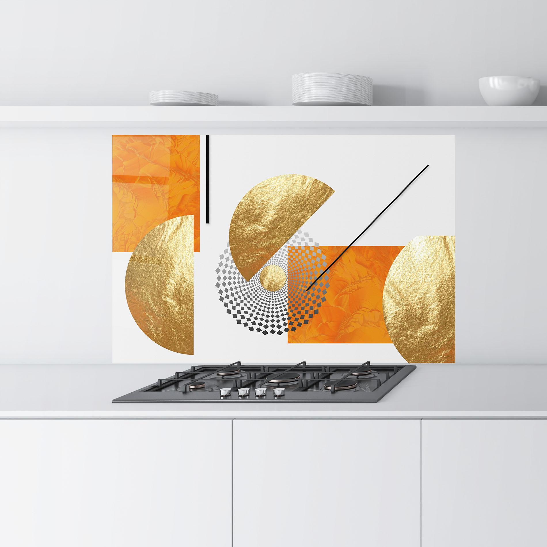 Стъклен панел за кухня Beautiful Gold Shapes mockup 9