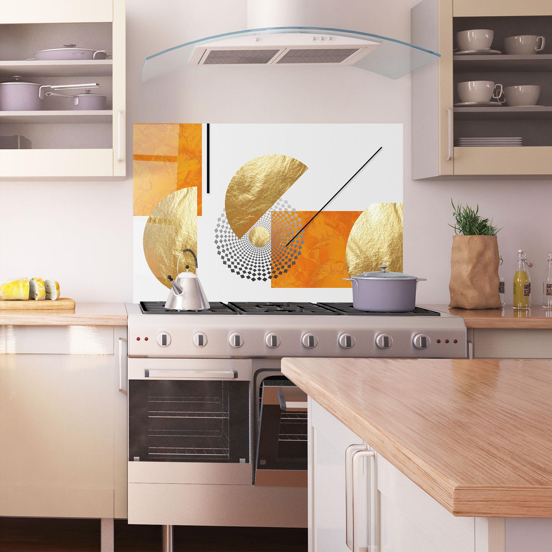 Стъклен панел за кухня Beautiful Gold Shapes mockup 1