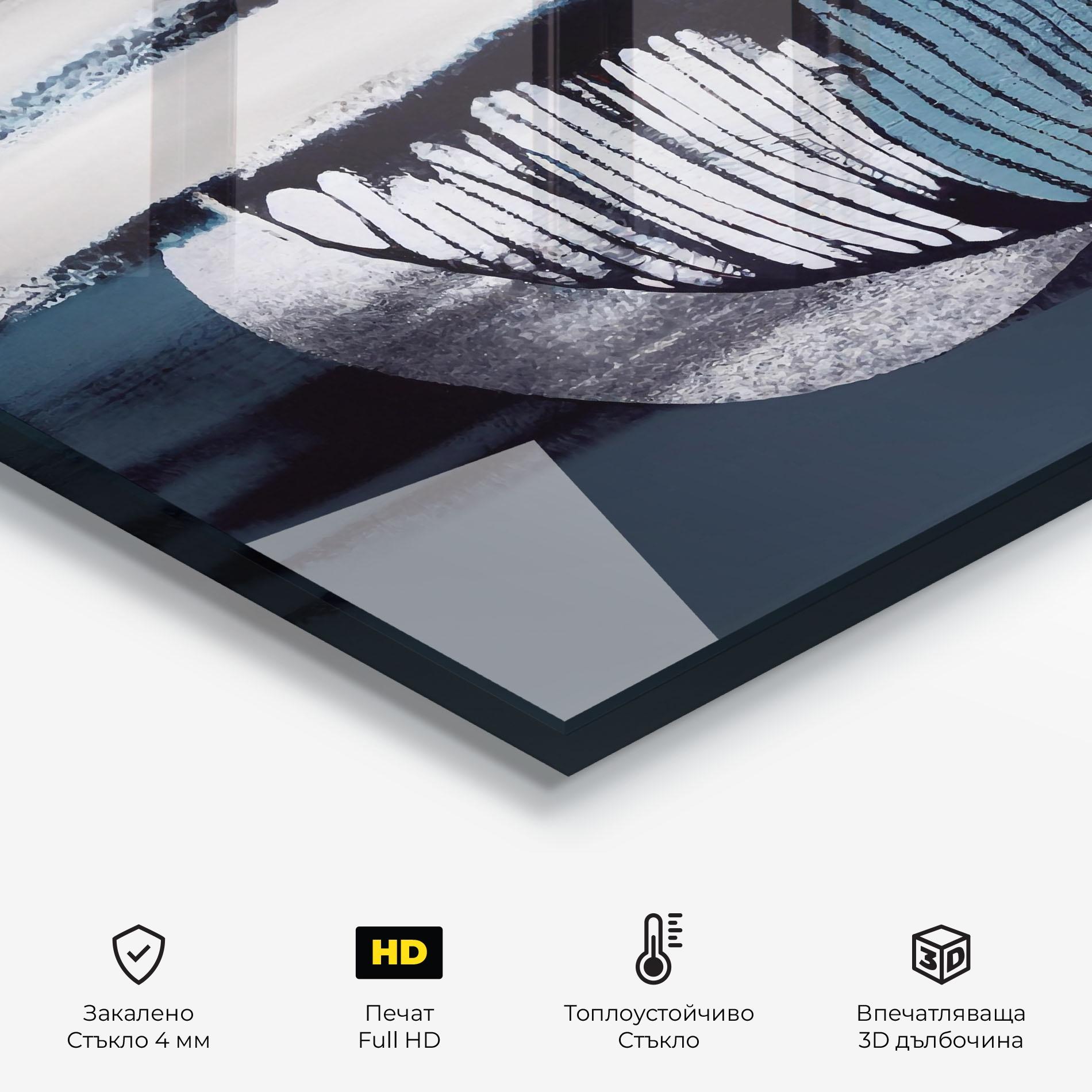 Стъклен панел за кухня Blue Feather mockup 2