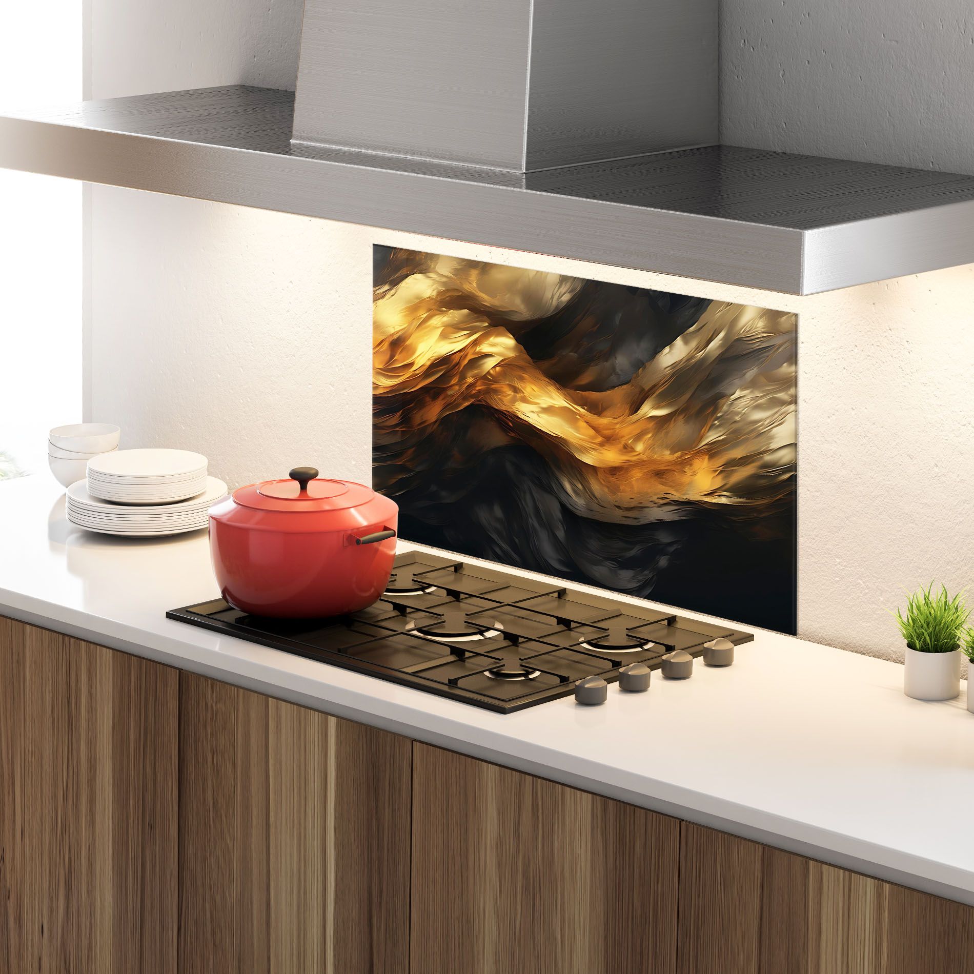 Golden Waves With Black mockup 4