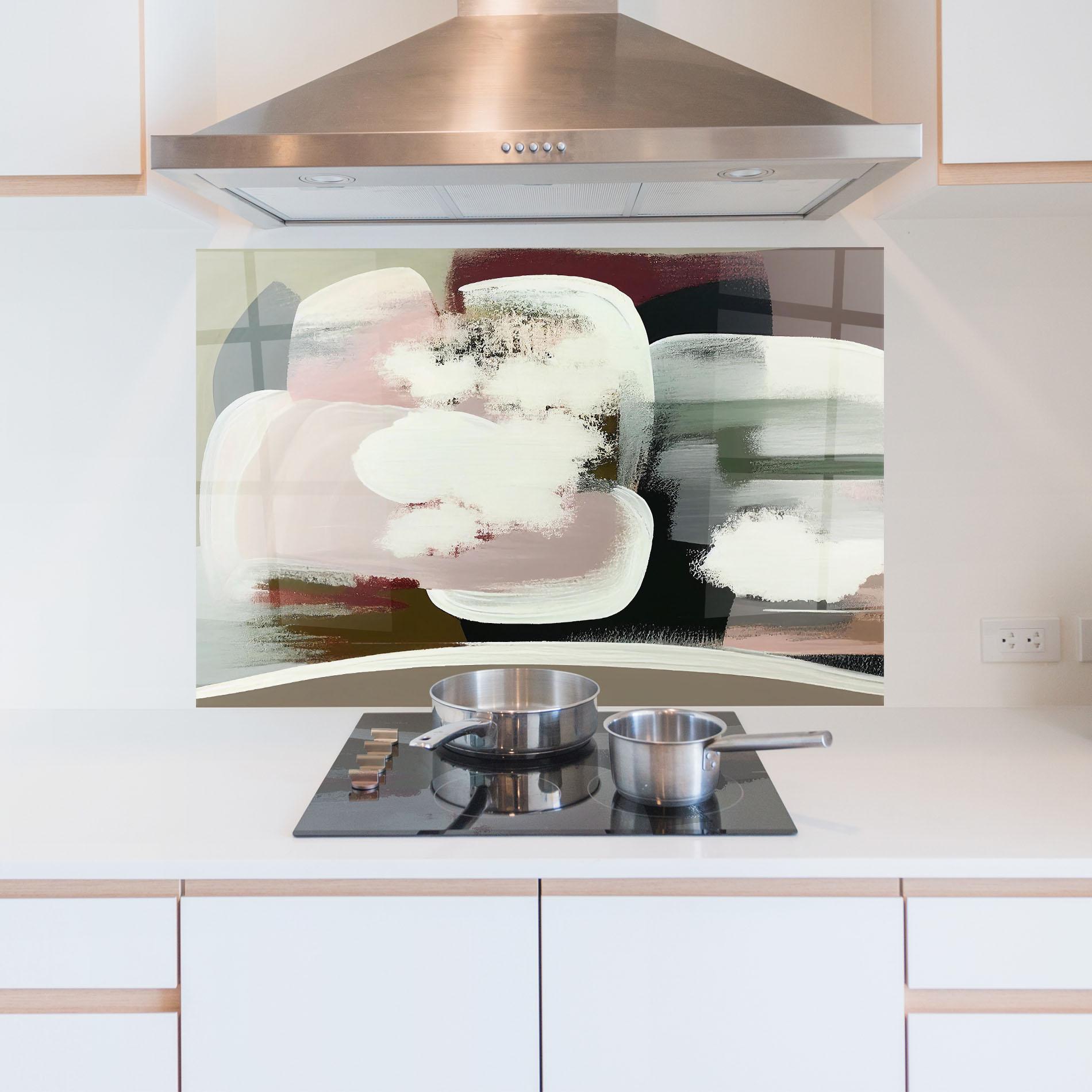 Стъклен панел за кухня Abstract White Clouds mockup 5